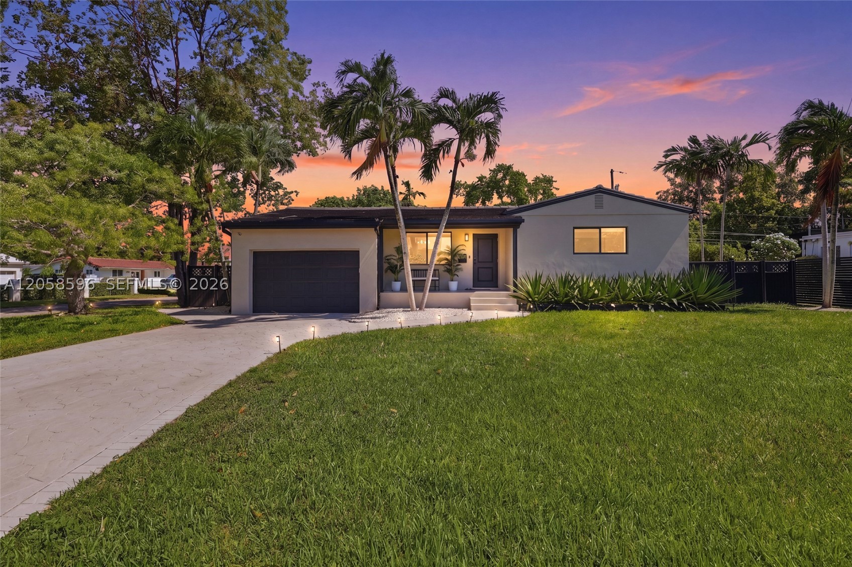 No HOA. Gables View corner lot, 8,600 SF, minutes to Coral Gables and Schenley Park.  Three-bedroom taken down to the studs  and rebuilt, delivered turnkey.

Impact windows and doors throughout. Tile roof 2023. AC unit and full ductwork replaced. Tankless water heater. Engineered hardwood in living areas and bedrooms, porcelain tile in both fully remodeled baths. Upgraded kitchen with stainless appliances.

Backyard is built to entertain: above-ground pool and outdoor
kitchen, both freestanding and fully removable. Keep the
current setup or clear it and redesign. 8,600 SF gives you
room for an in-ground build.

Available fully furnished, conveyed by separate bill of sale.