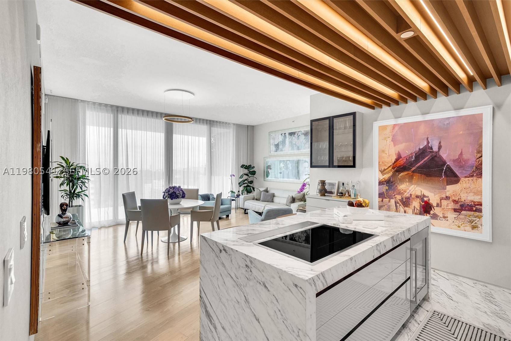 Designed by L’Atelier de Jean Nouvel, this turnkey new-construction 2-bedroom, 2.5-bath residence at Monad Terrace offers refined Miami Beach living with beautiful eastern views and thoughtfully customized interiors throughout. Exceptional finishes include custom built-ins for added storage, California Closets, Philip Jeffries wall coverings, bleached hardwood floors, and Calacatta Gold and Black marble. Ten-foot floor-to-ceiling sliding glass doors open to a spacious balcony, creating a seamless indoor-outdoor setting. Ideally located in the heart of Miami Beach, this private retreat is moments from premier dining, nightlife, galleries, boutique shopping, and beach access.