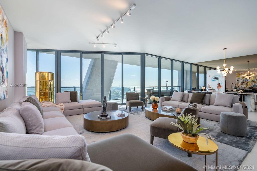 One Thousand Museum by Zaha Hadid is Miami's most prestigious new residential tower. It pushes the limits of innovation and blurs the lines between art and architecture. The limited collection of museum quality homes offers an unprecedented level of service and amenities. This 4,876 SQFT residence features a flow-thru floor plan with unobstructed Biscayne views 4 bedrooms, 5.5 baths smart-technology and custom closets and flooring.