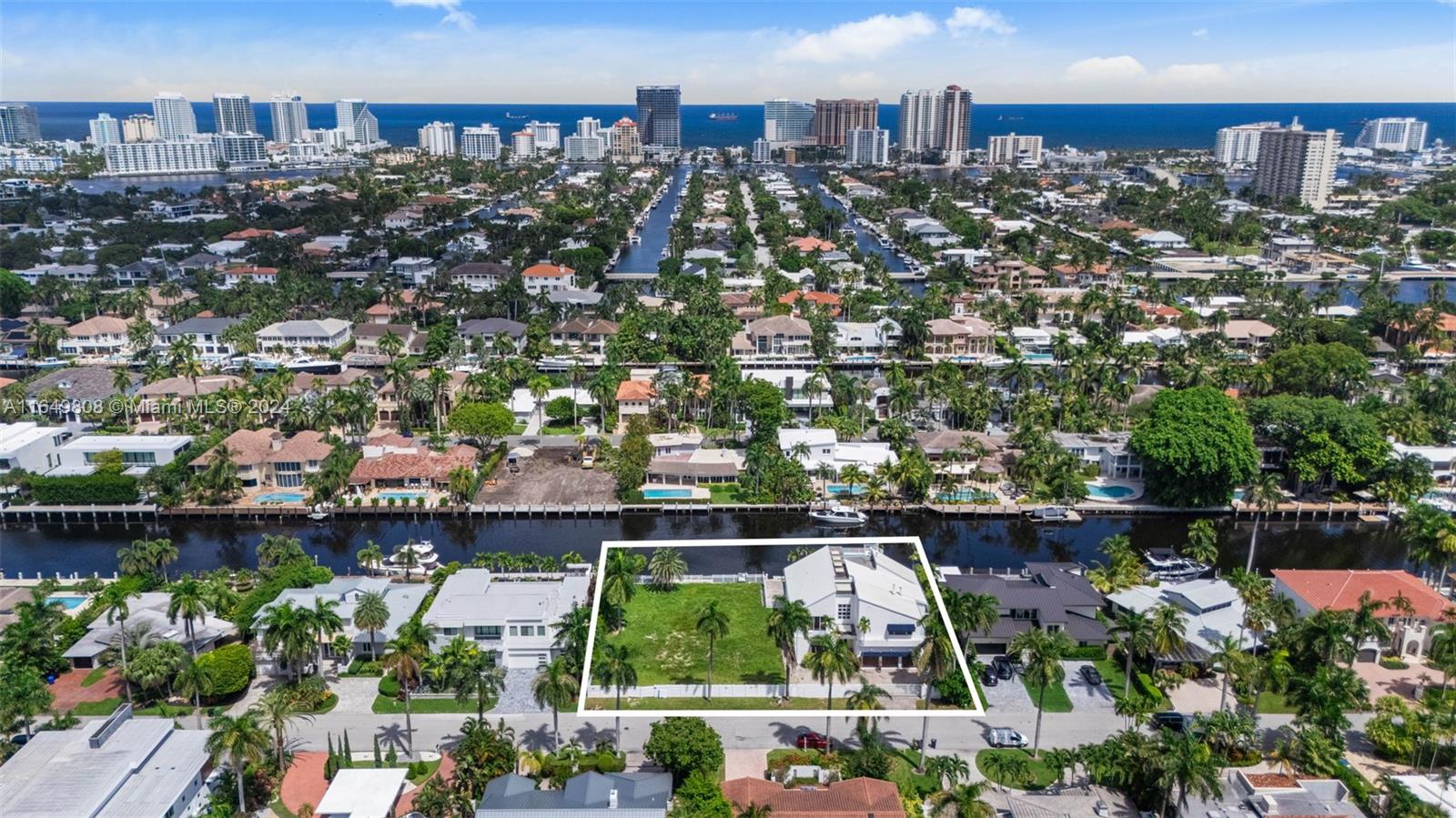 Discover a rare opportunity to create your dream estate on a double lot in the prestigious Las Olas Isles. Located at 74 Fiesta Way, this double waterfront lot offers 170 feet of prime water frontage—perfect for building 1 grand estate or subdividing into 2 exceptional homes. Spanning 20,400 Sq Ft (0.47 acres), this expansive property is among the last in this iconic isle. Just steps from upscale shops, trendy coffee spots, and fine dining. With no fixed bridges, you're only 30 minutes by boat to the ocean. Whether you’re a passionate boater or seeking a serene retreat, this property offers the best of both worlds. Zoned for one or two homes, this is a unique chance to design and build in a community known for its elegance, luxury, and world-renowned events.