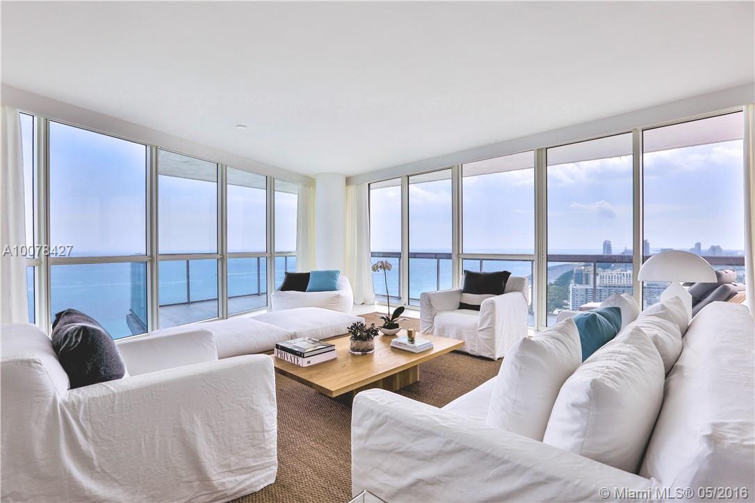 Panoramic direct ocean views surround this spectacular 3 bedroom / 3 bath unit at Setai Residences. Perched on the 38th floor, overlooking the Ocean, South Beach and City.  The unit recently remodeled, is exquisitely decorated in crisp white tones.  Amenities include a world class spa, beach, pool and 24 hour hotel services.