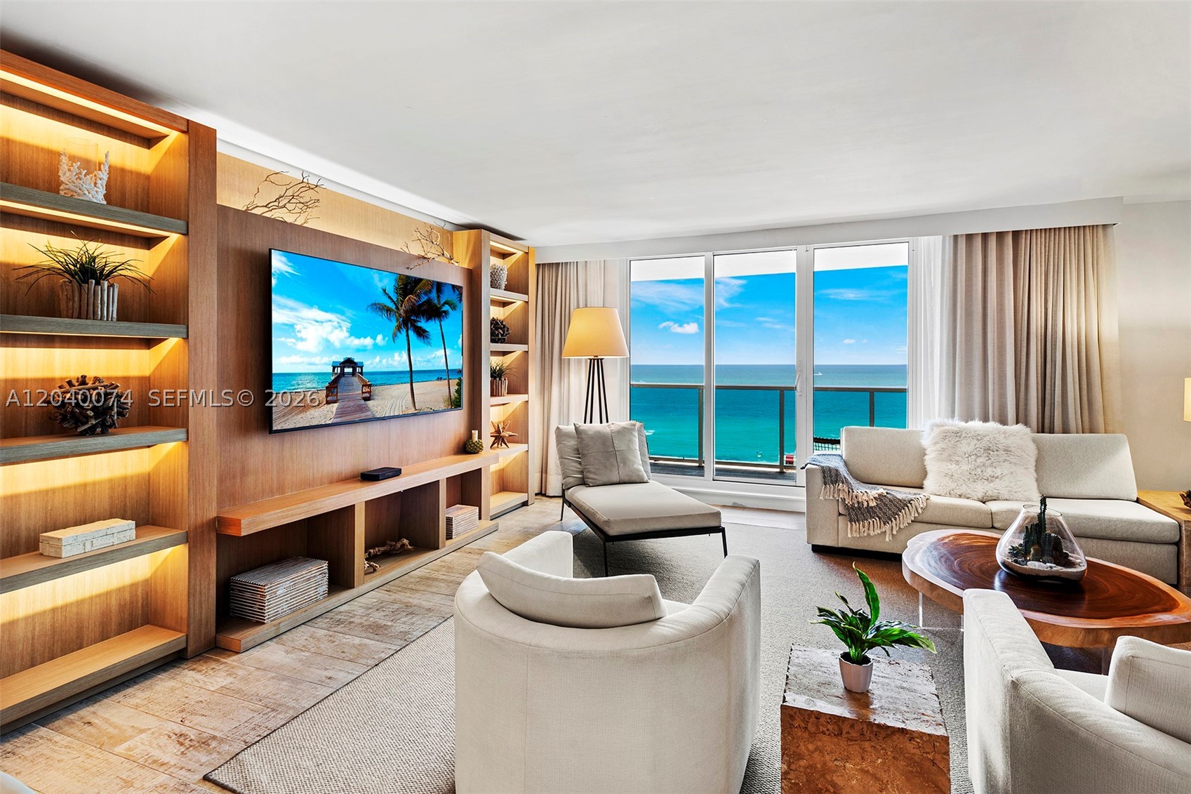 Direct ocean views define this exceptional 2-bedroom, 2.5-bath residence at 1 Hotel & Homes South Beach. One of the most desirable floor plans in the building, this rare offering features a split-bedroom layout and an expansive terrace designed for seamless indoor-outdoor living. Offered fully furnished and turnkey with the hotel furniture package, this residence is move-in ready and allows for nightly rentals. Enjoy world-class amenities, including multiple oceanfront pools, private beach service, award-winning dining, a state-of-the-art fitness center, spa services, and the signature lifestyle of one of Miami Beach's most sought-after oceanfront destinations.