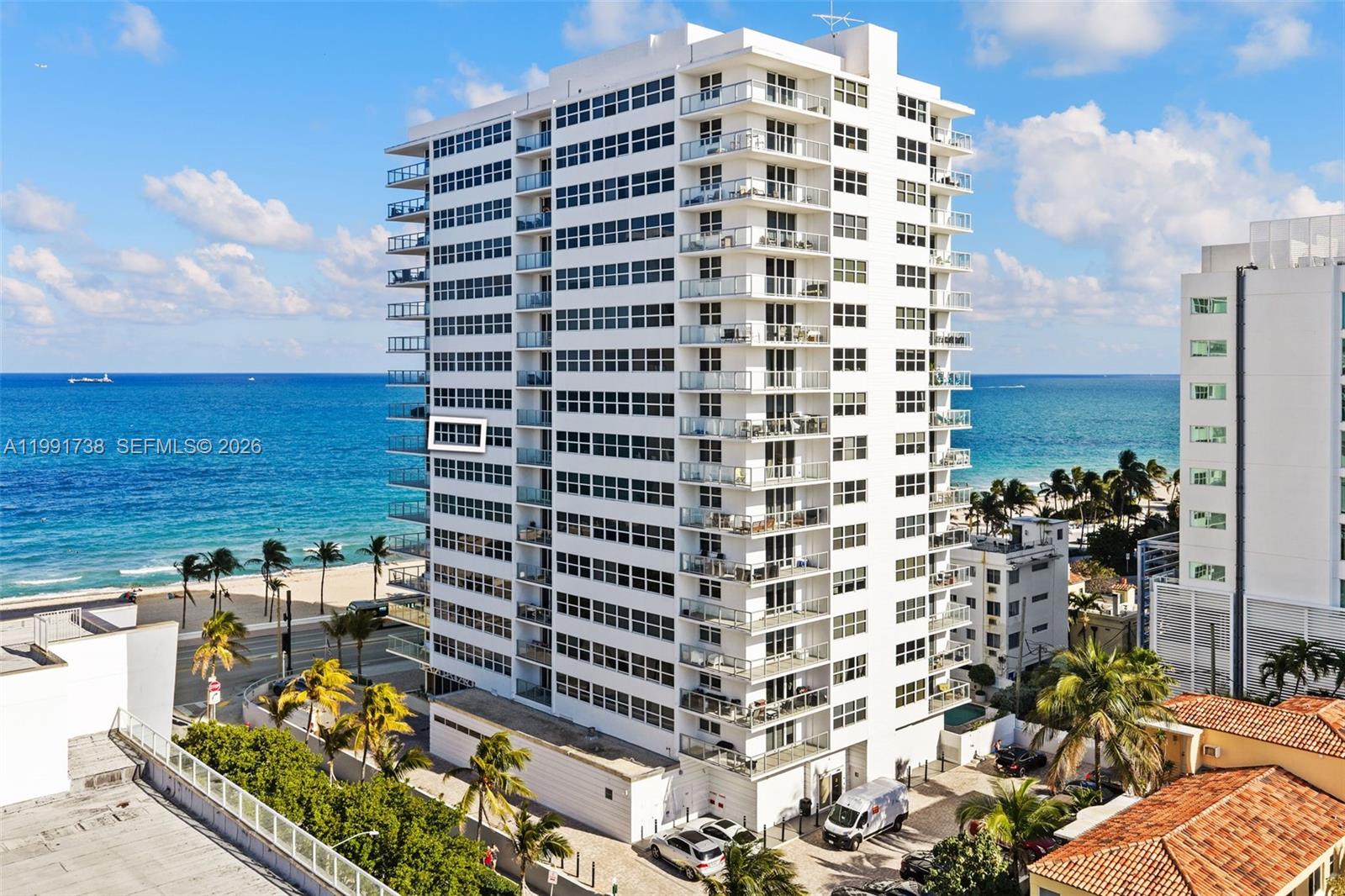 LOCATION - LUXURY - LIFESTYLE - This Turnkey OCEANFRONT 1 Bedroom / 2 Bath FULLY furnished, rarely available unit located in The Seasons, sits directly across from the beach!  Ideal for primary residence, vacation home, or investment.  The move-in ready home features modern vinyl flooring, stainless steel appliances, a second full bathroom for guests, and a spacious layout with an in-unit washer/dryer. Enjoy resort-style amenities including a renovated beach-facing gym, twin saunas, a heated pool, and 24/7 guarded security. Immediate leasing permitted (3x/year, 30-day min). Maintenance covers Cable & High-Speed Internet. Includes two parking spaces (one garage, one exterior). Your oceanfront retreat awaits! (40 year inspection, SIRS, & all documentation available for review)