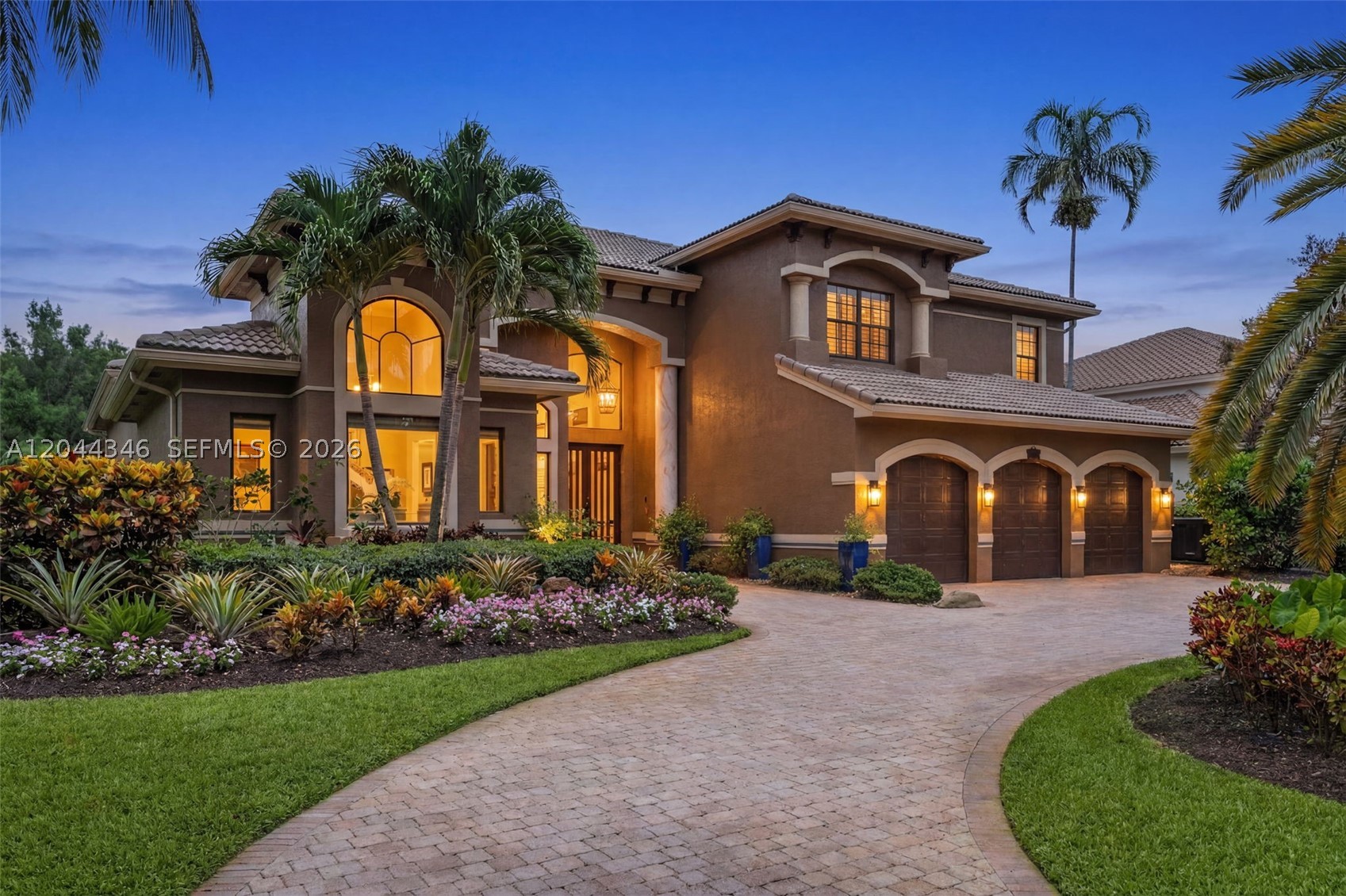 Spectacular Renoir model with large addition offering 6 bedrooms, 5.5 baths and over 6,000 sq ft of luxurious living space. This one-of-a-kind home features an expansive wing w/ remodeled primary suite and spa-inspired bathroom, private in-law suite (currently a craft room), steam room, indoor in-ground hot tub, and a tremendous roof-covered outdoor living room w/generous bar area and built-in BBQ/summer kitchen.
Built for comfort and peace of mind, this home boasts impact glass windows and doors throughout and an oversized 35KW whole-house generator powered by an underground 1,000-gallon propane tank. 
At the center of it all is a resort-style pool w/expansive patio & a large electric, retractable awning for shaded relaxation.
A recently remodeled chef’s dream kitchen features a GAS stove, Dacor fridge/freezer, massive center island w/snack bar, custom cabinetry w/pull-out storage, and a custom wine pantry w/refrigerated storage. New luxurious primary bath w/ oversized walk-in shower offers the ultimate Zen experience.

Additional highlights include marble/wood floors, spacious upstairs loft ideal for gaming/home theater, remodeled laundry rm, water filtration system & circular driveway. Ideally situated on huge lot beside the desirable guard-gated community’s tennis/basketball courts, w/only 1 adjacent neighbor. Top-rated schools. Near shopping, dining, houses of worship, & major highways. This exceptional home offers luxury, functionality, & every imaginable upgrade.