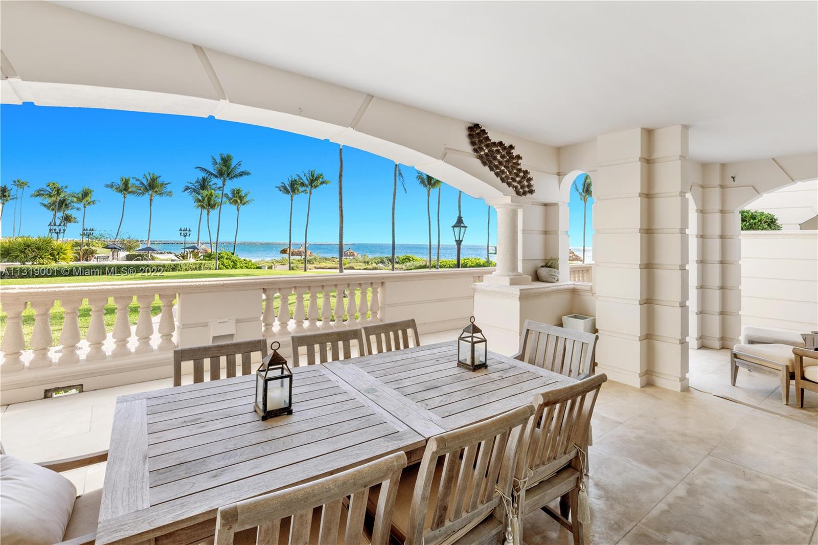 Wake up to the sound of the ocean. This gorgeous ground floor unit is steps away from the sandy beach. Renovated  unit showcases 3 bed/3.5 baths w/large terrace overlooking the Atlantic Ocean, open floor specious kitchen with high-end stainless steel appliances such as Subzero and Gaggenau. 2 assigned garage spaces, golf cart and large storage.