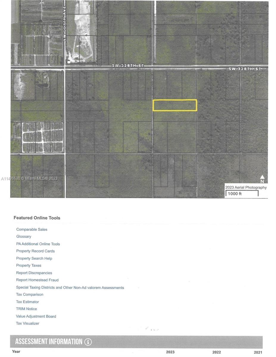 Great Opportunity!!! 9.74 Acres of land zoned General AU 9000 Agriculture.  Great for a palm tree farm or other types of farms.  There is another lot which is identical in size that is also for sale.  Both lots are next to each other.  Each 9.74 acre lot is listed for $250,000.  Together the lots are 19.48 acres in total.  These lots sit between the Homestead Speed Way and Homestead Bay Front Park and Marina just to the south of S.W. 328th Street.