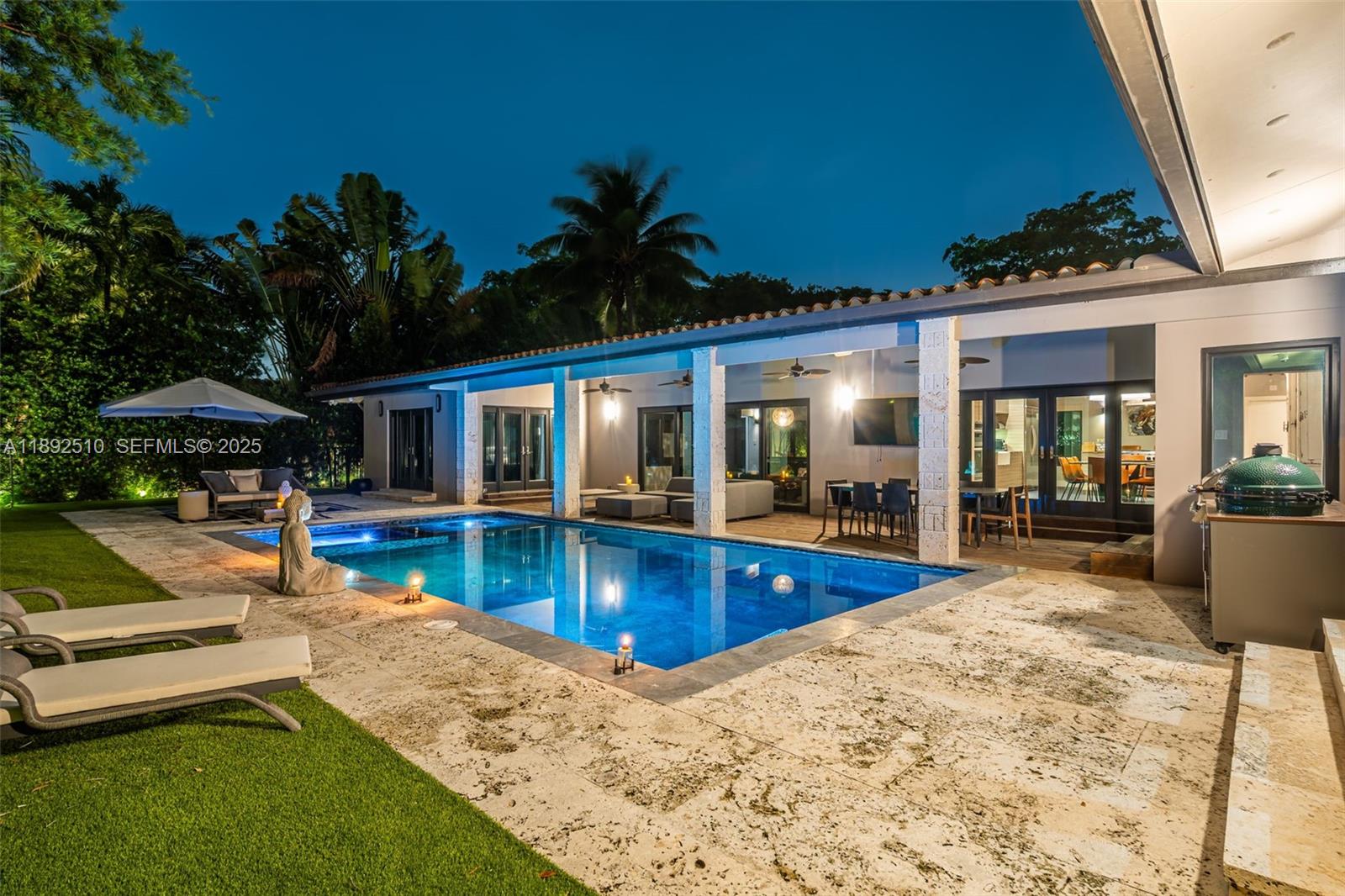 This exceptional 5-bed, 4.5 bath residence in the exclusive Sunrise Harbour enclave, where South Gables meets Coconut Grove, offers 3,458 sqft of refined living. An ideal layout features maid’s quarters and vaulted ceilings that amplify light and volume throughout. The designer kitchen and open living areas flow effortlessly to a covered terrace overlooking a shimmering saltwater pool and spa perfect for sophisticated entertaining. Lush tropical landscaping envelopes the property in privacy, while impact glass ensures peace of mind. Steps from Sunrise Park, this home enjoys proximity to Miami’s finest schools, dining, and the vibrant centers of Coconut Grove and South Miami.
