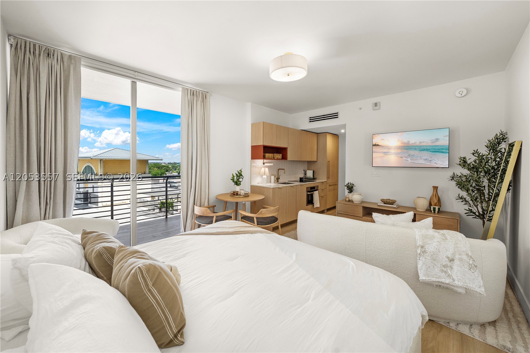 Welcome to The Standard, a signature address in the vibrant heart of Midtown
Miami. This exquisite studio apartment offers an open-concept layout with soaring high ceilings and gleaming porcelain floors. Thoughtfully designed, the studio is adorned with stunning finishes, custom closet, motorized blackout/sunshades and an expansive terrace that offers majestic sunset views. Nestled in a walkable, lifestyle-driven neighborhood, you'll be surrounded by health & wellness centers, boutique shopping, and a vibrant community. Don't miss your chance to experience the perfect blend of high-end living and urban convenience in this one-of-a-kind studio.