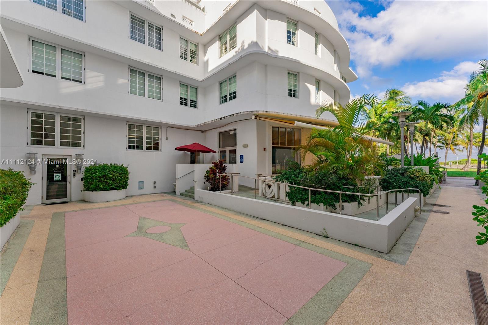 Investor-friendly building that allows daily rentals on the iconic Ocean Drive in Miami Beach. This 1 bedroom could be converted into a 2 bedroom to increase revenue. Desirable corner unit flooded with natural light and ocean views from the living areas. Washer/dryer in unit, double vanity in master bath with large soaking tub and massive shower. Marble floors sprawl through-out the 1,046 sf suite, stainless steel appliances in kitchen, concierge service staff on site 24/7. Own a piece of Miami history at The Carlyle; has been featured in films: Scarface, The Birdcage, Bad Boys 2, Random Hearts and Pronto!