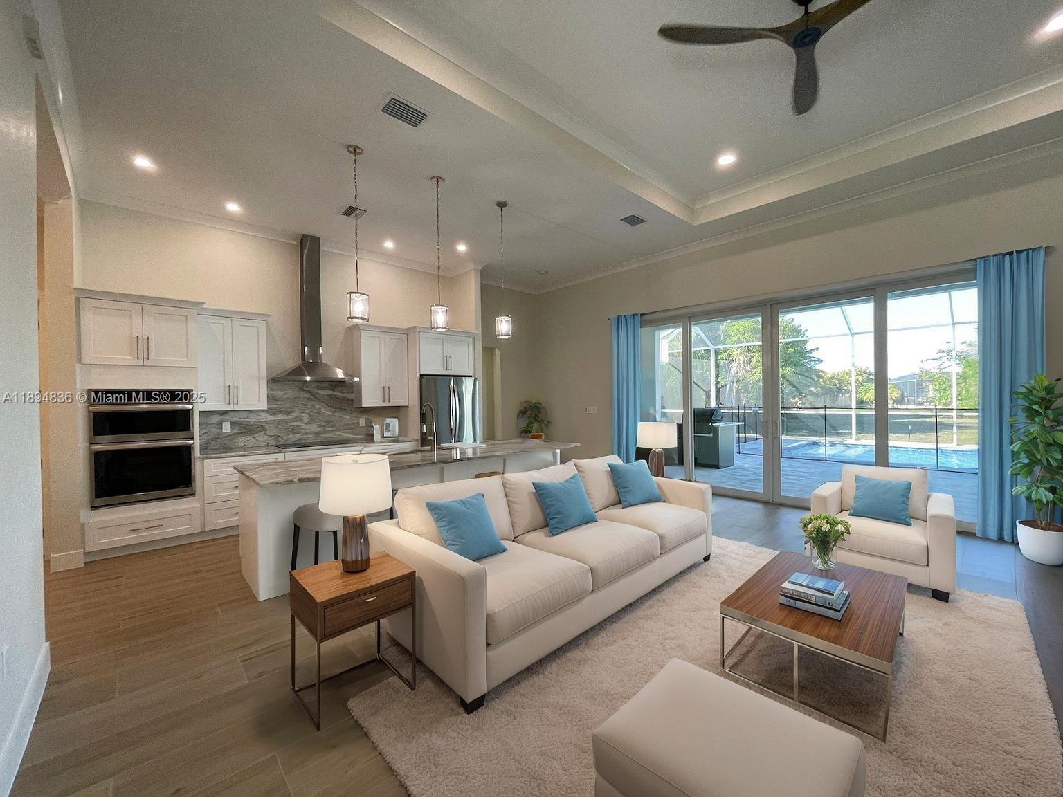 Stunning New Construction Pool Home in Southwest Cape Coral!
This 3-bedroom, 3-bath + den, 3-car garage home offers 2,098 sq ft of luxury living in one of Cape Coral’s most desirable areas. Enjoy a sleek metal roof, open-concept design, and a chef’s kitchen with quartz countertops, custom cabinetry, stainless appliances, and a large island. Pocket sliders lead to your private pool oasis featuring a sun shelf, bubbler, pool bath, outdoor shower, and full summer kitchen. The spacious primary suite boasts dual vanities, soaking tub, and dual-head walk-in shower. Additional highlights include tile floors, tray ceilings, fenced yard, screened lanai, lush landscaping, and city water/sewer (assessments paid). Close to beaches, golf, dining, and shopping. Possible owner financing.