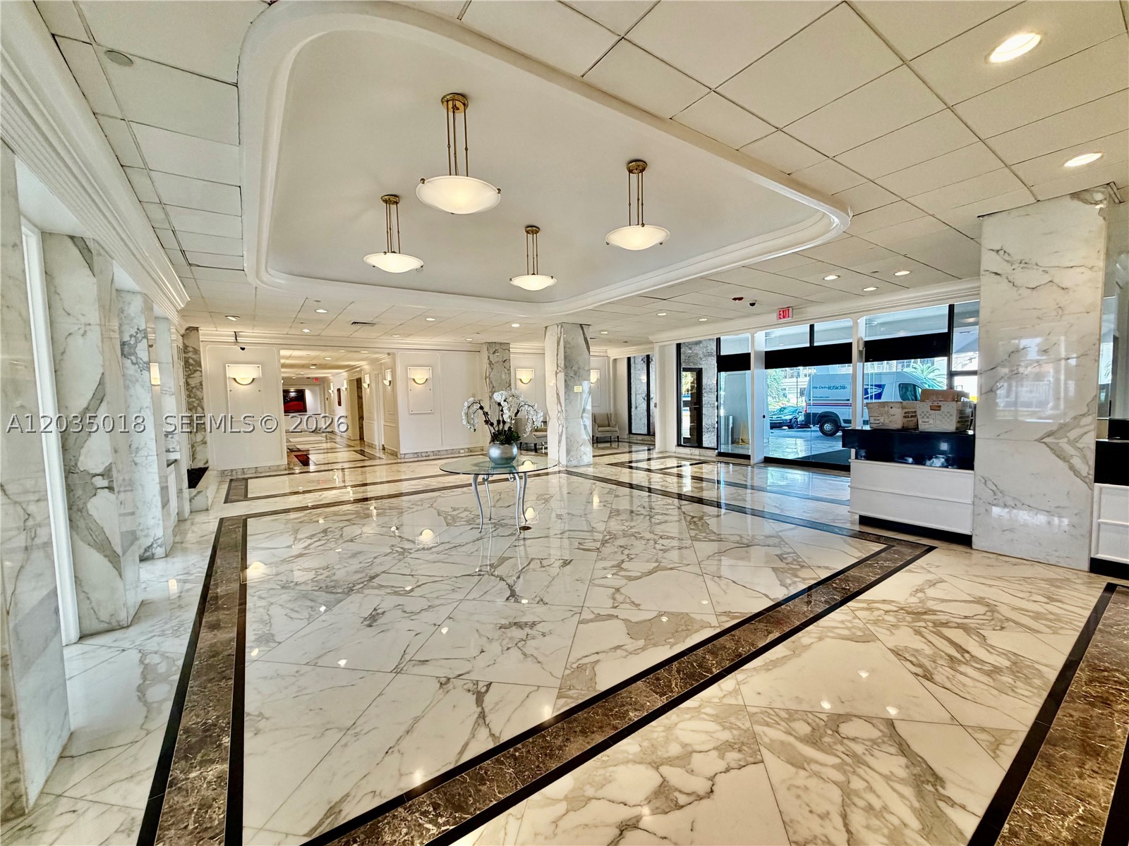 Emerge in Miami Beach living at the SEACOAST 5700 on Millionaire's Row. 14th floor spacious corner condo 1,070 sq. ft. Ocean View. 1 spacious master bedroom with in suite full bath & walk-in closet. Oversize glass balcony.  No neighbors on bedroom side.  1/2 bath at entry way. Enjoy modern appliances, Granite counter tops and wood cabinet with open concept counter top seating overlooking dining and living room. Accordion shutters for peace of mind. Maintenance includes water, HVAC maintenance & HVAC electricity, highspeed internet and free Wi-Fi in common areas. 1 assigned covered parking space and 1 storage unit on same floor. Intercostal waterfront heated pool & BBQ deck with new furniture. Meeting, party and office/work desk rooms. 24hrs valet service & security. Pet friendly building. Can rent condo 1 year at a time immediately. Corner unit no neighbors on 1 side.