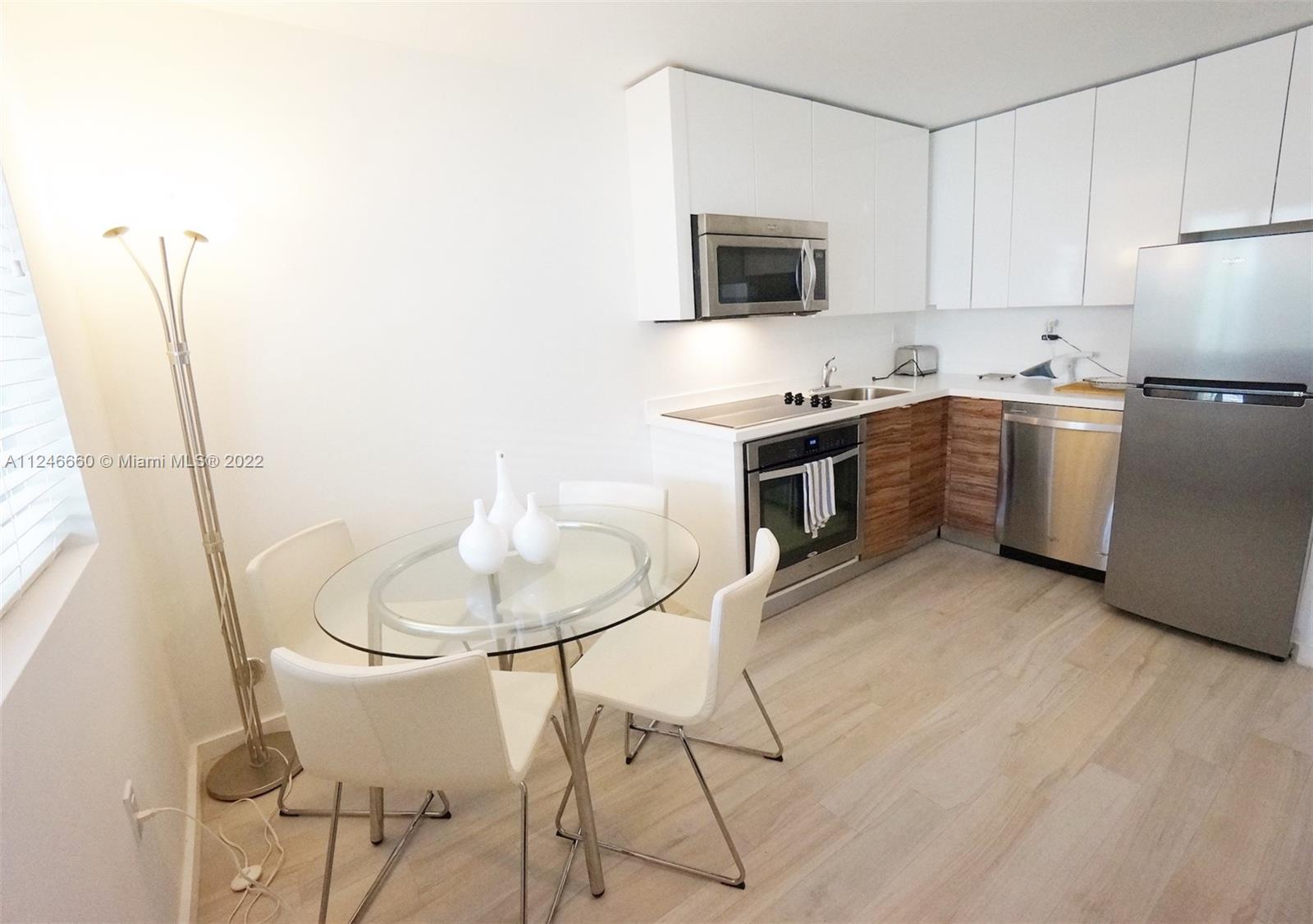 Cozy 2/2 fully furnished unit ready to move-in. Recently remodeled. SS appliances, Italian kitchen. Walk-in closets. Laundry in building. Charming building, best location in the heart of Sobe - short walk to Lincoln Road, Espanola Way and the beach. Rent includes cable tv and internet wifi. Pet friendly with restrictions.