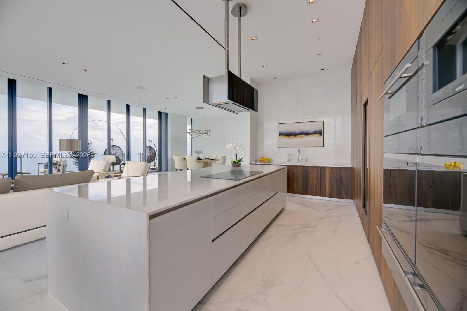 Multi Million-Dollar Oceanfront-Condo, located in Sunny Isles Beach, available for sale or to lease! This two-story MASTERPIECE has phenomenal views and is the ONLY combined upper and lower duplex at the exclusive Muse Residence;includes a custom-built marble staircase,6-parking spaces and 3-Storage Units.This exquisite home has the largest interior in the building,boasts 7270 sq. ft.(under AC, larger than tax-roll). Plus Two balconies, both floors are facing EAST & also have breathtaking south, north, and west views. Exceptional for buyer who needs more condo space; can be easily converted into 7rooms. Currently has 6 en-suite rooms, including a Den room with bathroom. Kitchen has White Onyx, Italian Porcelain throughout, plus upgrades like ceiling TV-Lift & much more.