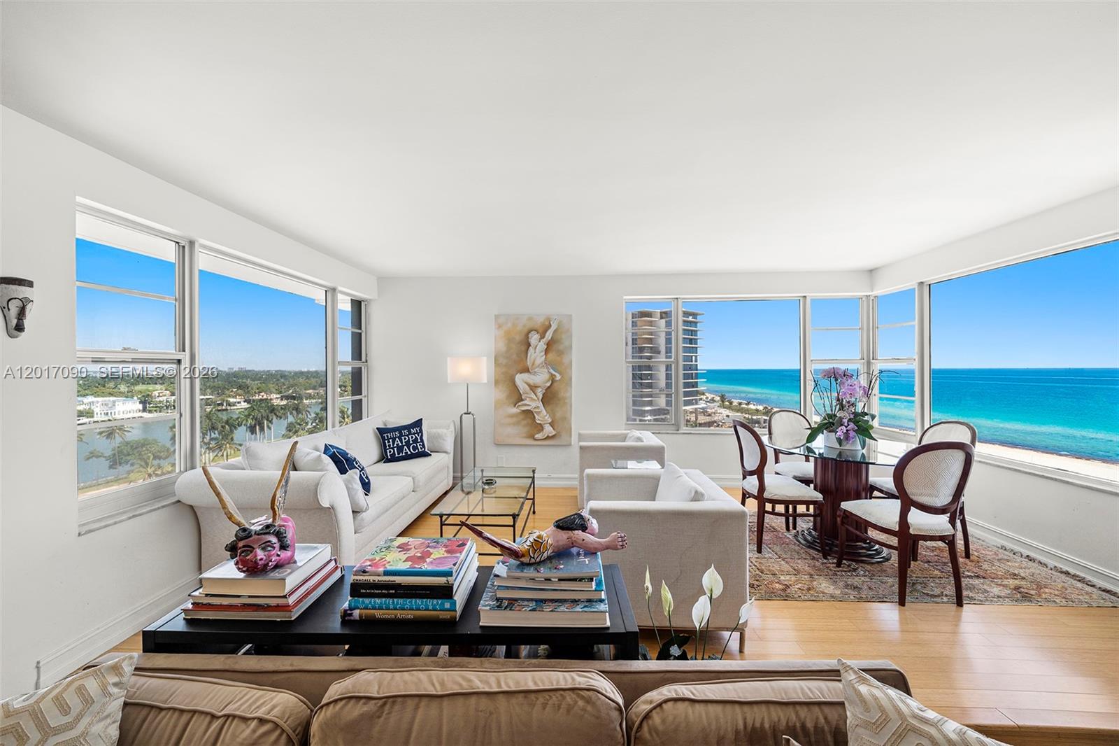 Spacious 1475SF 1 Bedroom 2 Bath apartment located at historic OCEANFRONT BLDG by reputed architect Melvin Grossman. This 9th floor HIGHLY DESIRABLE F-line apartment at Imperial House enjoys stunning DIRECT OCEAN VIEWS. Brand new HURRICANE IMPACT WINDOWS. Charming as is or reconfigure/renovate to personal taste. Pet friendly bldg, 24hr concierge, valet pkg, Fernando Wong designed pool deck, fitness center, private beach access & complimentary beach valet service. Assigned storage & assigned garage parking space. MAINTENANCE INCLUDES ALL UTILITIES. Minutes to Mainland, South Beach, Bal Harbour.