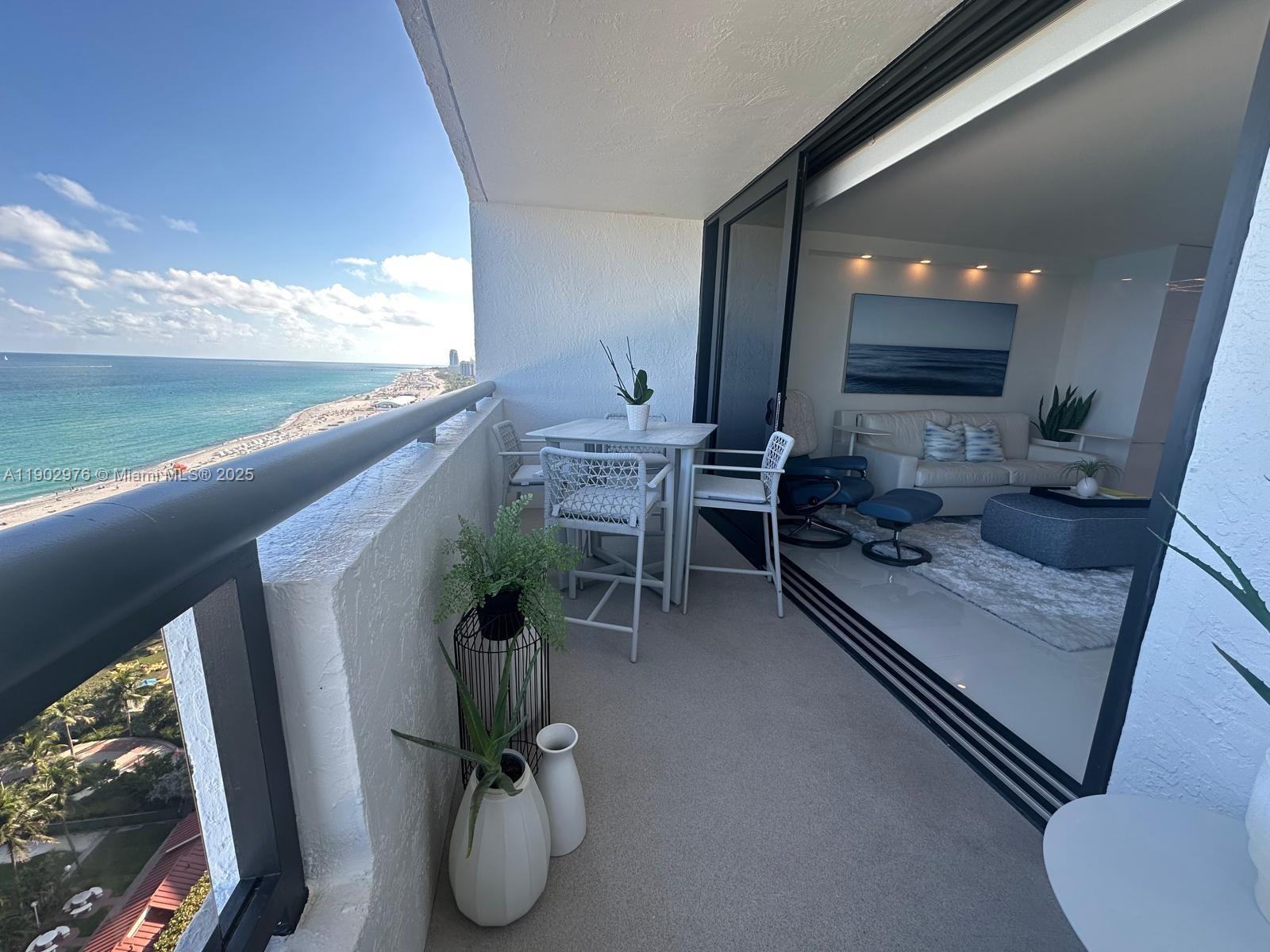 GORGEOUS DIRECT OCEAN FRONT UNIT AT CLUB ATLANTIS! Spectacular sweeping views of the ocean and pool area from this fully renovated 2 bed/2 bath unit with brand new furniture. Tempurpedic king bed, Bose electronics, flat screen TV's. Second bedroom has a murphy bed and can double as home office. Large contemporary open space kitchen with top of the line appliances open to living room. Tile floors throughout. Floor to ceiling high impact sliding doors in every room open to full size balcony! Club Atlantis is a full service condominium with pool, full gym, sauna, concierge, valet parking, 24h security, deli and much more! Great location between the 1-Hotel and The Edition: walk to Lincoln Road, Ocean Drive and best restaurants. Available 4/1/26 for seasonal or yearly rentals. Welcome home!
