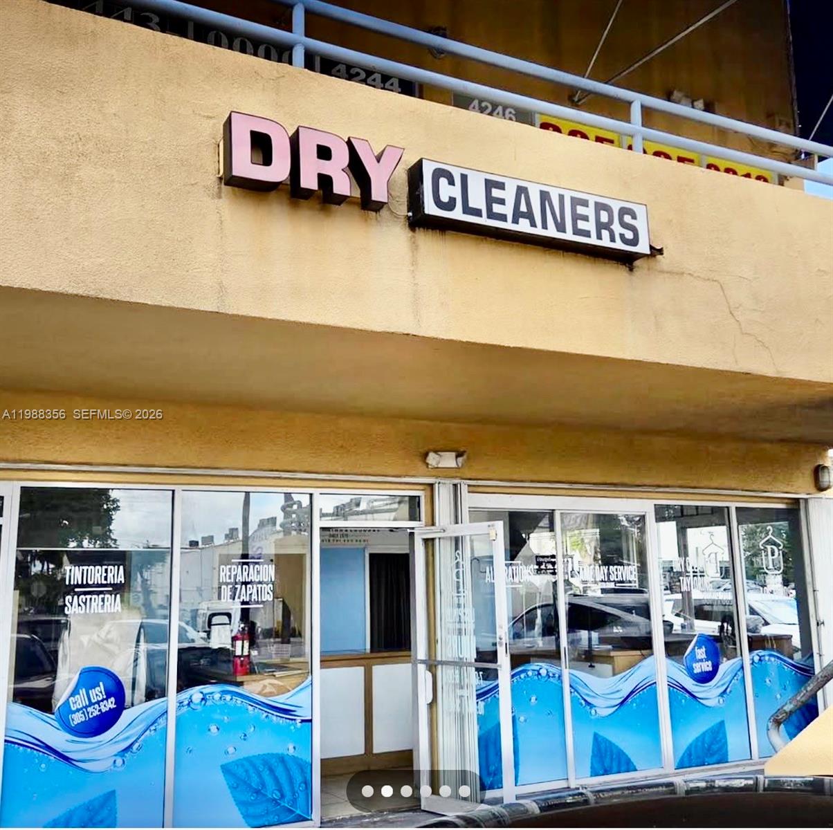 Operating dry cleaner for sale in downtown Hialeah. Water is included, rent is low, and it boasts an established customer base. It won't last long on the market.