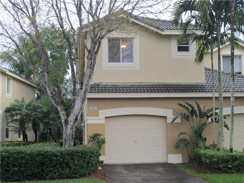 Wonderful 4 BR/2.5 BA corner unit in gated San Mateo community featuring neutral tile throughout living areas, freshly painted and newly carpeted stairs and upstairs.  Private screened patio with nice water views.  Enjoy everything the Weston lifestyle ha s to offer including A+ schools, beautiful parks, restaurants and entertainment in close proximity to highways and shopping.  Available for immediate occupancy with 2 week Association approval.