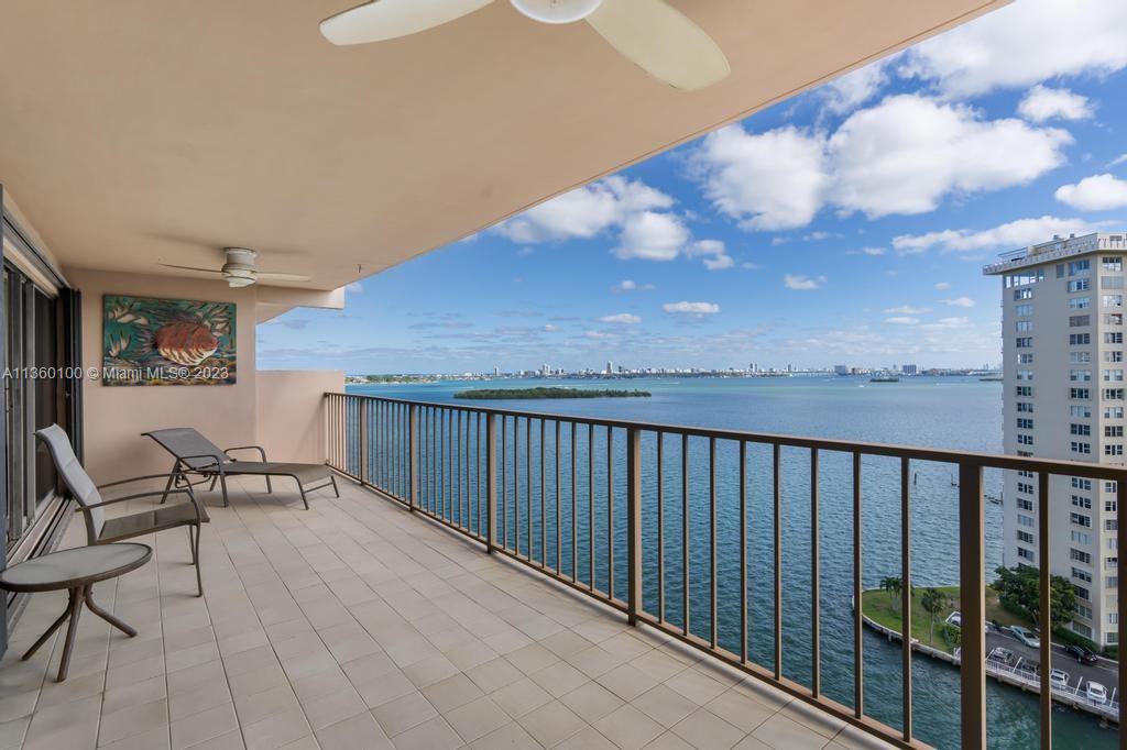 Unbelievable opportunity on the most unbelievable water views for this renovated 2 Bed 2 Bath unit; spacious floor plan (1,460 SF), formal foyer, big living & dining rooms. Oversized & wide balcony, open to water and bay views. Luxurious gourmet eat in kitchen, THIS UNIT HAS TWO BEDROOMS MAKING THIS THE BEST 2 BR CONDO DEAL IN MIAMI. Cricket Club has 5-star level services and amenities: Bayfront pool, gym, 24-hour doorman, bellman, valet, lobby bar, kids' playground and tennis & basketball courts. Premium Wi-Fi, cable, and phone included. Monthly Assoc. fees total $1910, which includes two special assessments for $175 and $160, expiring in 2036 and 2034 respectively. A MUST SEE! Tenant occupied paying $2500/mo; 60 day notice needed for move out OR can resume lease.