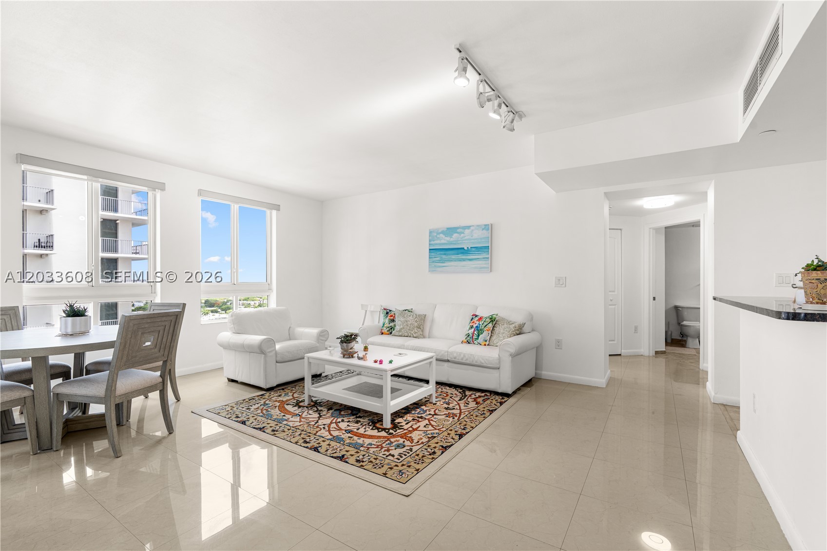 Bright, beautiful, and impeccably maintained 2-bedroom, 2-bathroom residence on the 16th floor of Toscano, located in the heart of the Dadeland/Kendall area. Offered furnished 2025, this stunning unit features an open-concept updated kitchen with granite countertops, stainless steel appliances, and breathtaking city skyline views with the ocean visible in the distance.

The spacious primary bedroom offers added privacy with no shared wall adjoining a neighboring unit. Enjoy spectacular views from every room. The living areas feature elegant porcelain tile flooring, while the bedrooms showcase attractive wood-look laminate flooring.

Ideally situated directly across from Dadeland Mall and surrounded by excellent restaurants, shopping, and entertainment. Conveniently located just minutes from Miami International Airport, major hospitals, Publix, and expressways, with walking-distance access to the Metrorail.

The HOA fee includes cable, internet, and water. Resort-style amenities include a swimming pool and spa, state-of-the-art fitness center, sauna, clubhouse with billiards and bar, BBQ area, meditation garden, dog park, 24-hour concierge service, and valet parking for guests.

Whether you're looking for your next home or an outstanding investment opportunity, this exceptional residence is a must-see!