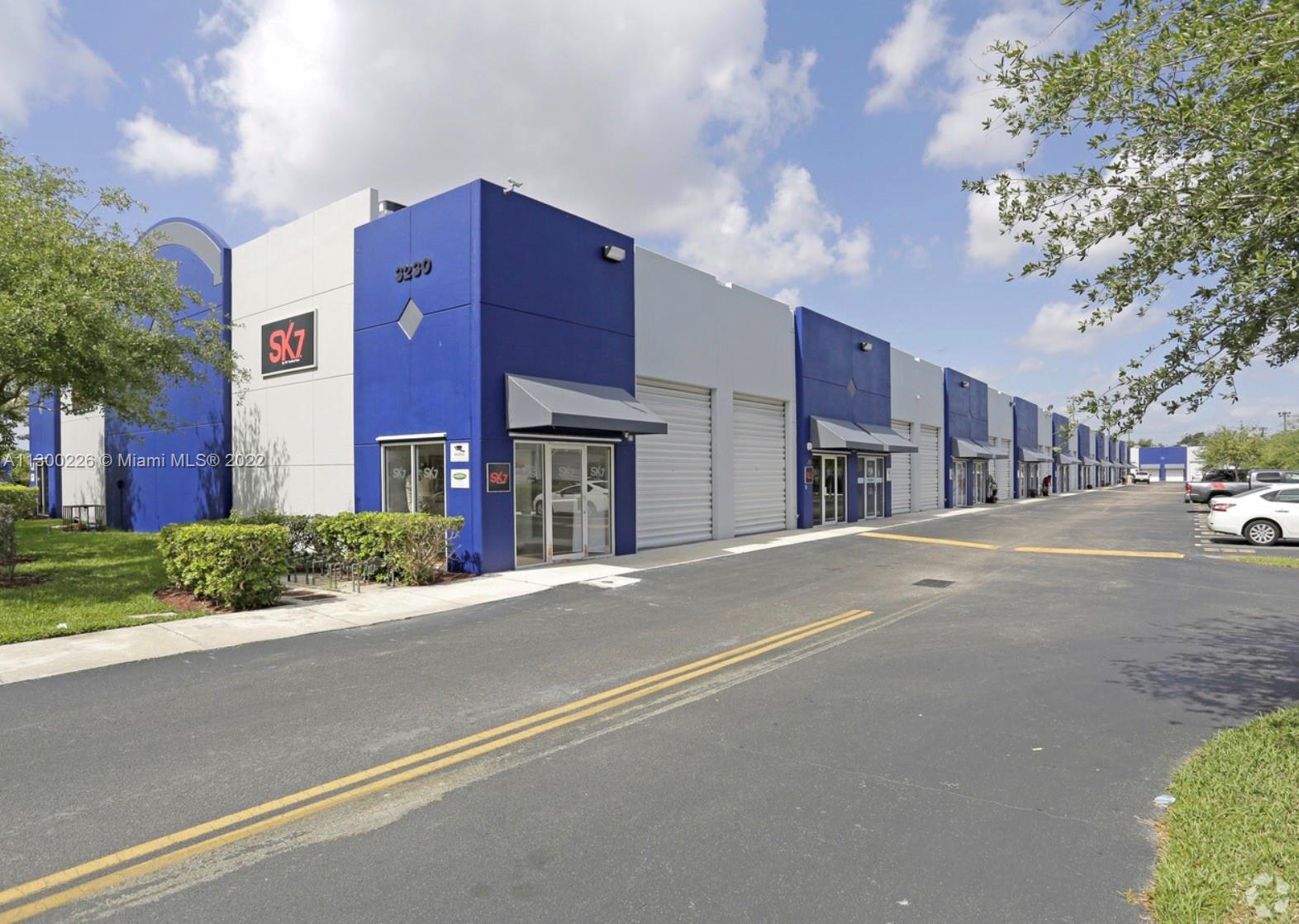 Fully air-conditioned (new a/c) showroom warehouse or offices, high bay doors, 1 receptions area, 2 offices, 1/2 bath. Plenty of warehouse/storage space on the loft for storage. Easily accessible from major highways (Turnpike & 874 expressway) and close to Tamiami Executive Airport.