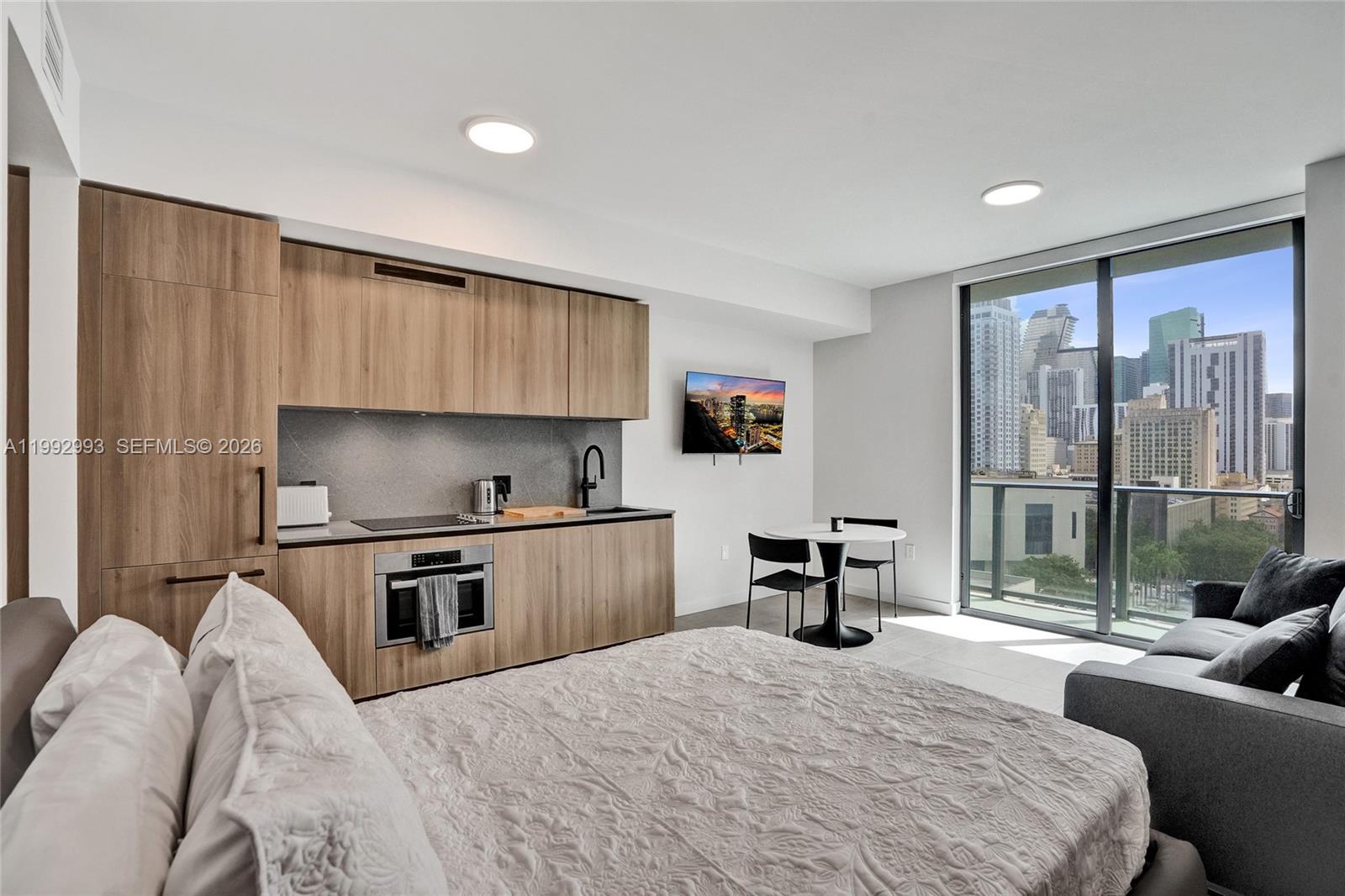 Excellent investor opportunity! This brand-new furnished studio in Downtown Miami can be rented daily. Located in modern 501 First building, just steps from the Metromover, with easy access to Brickell, Miami Beach, and major highways. This contemporary unit features modern finishes, new appliances with washer and dryer included, and an efficient layout. Enjoy living in a luxury building in the heart of the city, close to restaurants, shopping, and entertainment. Amenities include 75-foot resort-style rooftop pool, state-of-the-art fitness center, yoga/meditation area, sunrise and sunset terraces with city views, greenhouse lounge, co-working spaces, pet lounge with pet-washing station, and more! Perfect for convenient urban living.