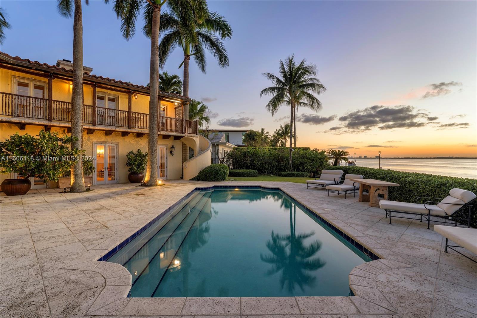Located on prestigious North Bay Road this 2-story Mediterranean waterfront home sits on a private 20,100
square foot point corner lot in a cul-de-sac with open Biscayne Bay and Miami skyline views plus 230’+ of
sparkling water frontage wrapping around to protected waterfront. Existing home features 6BR/5+1BA, a gated
security entrance, Chicago brick driveway, and a serene interior courtyard with fountain. Outdoor highlights
include mature lush, landscaped grounds and gardens, a large pool with natural coral deck, covered seating area
with alfresco dining table. Location, Views, Land, Water frontage!!