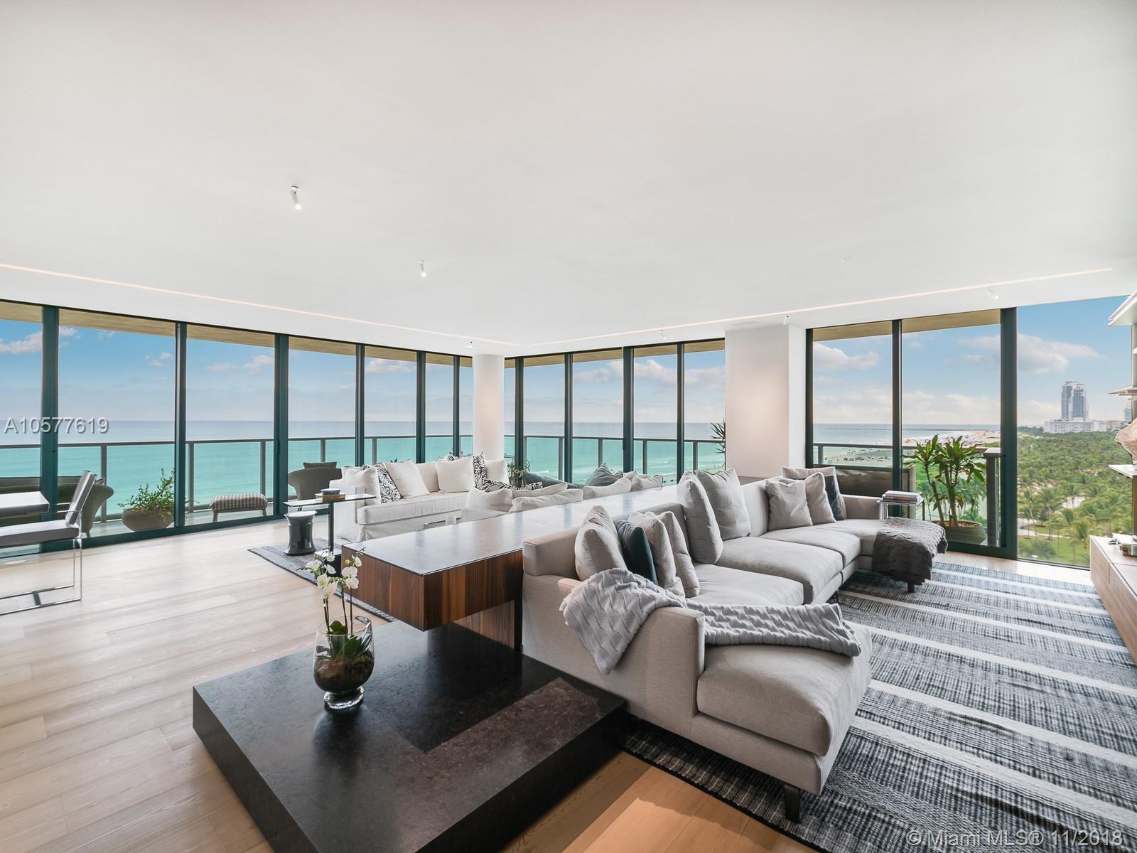 Extraordinary & exclusive oceanfront boutique condo w/direct breathtaking views of the beach and Atlantic Ocean paired w/unparalleled views of sunsets and the Miami Skyline. Featuring 4 spacious bedrooms w/large terraces + den , 4.5 baths, private elevator, and an open kitchen floorplan with top of the line appliances such as Miele & Gaggenau surrounded by a grand terrace. North of Lummus Park, this lux building includes first-class amenities, private beach, ocean grill, beach facilities serviced 7 days a week, 2-story exercise room w/state-of-the-art equipment, sauna, spa & steam room, lounge room, 24-hr security, valet & concierge services. Unit includes 4 assigned parking spaces. Complimentary Sunday brunch during season. This unit is a home in the sky with unrivaled magnificence.