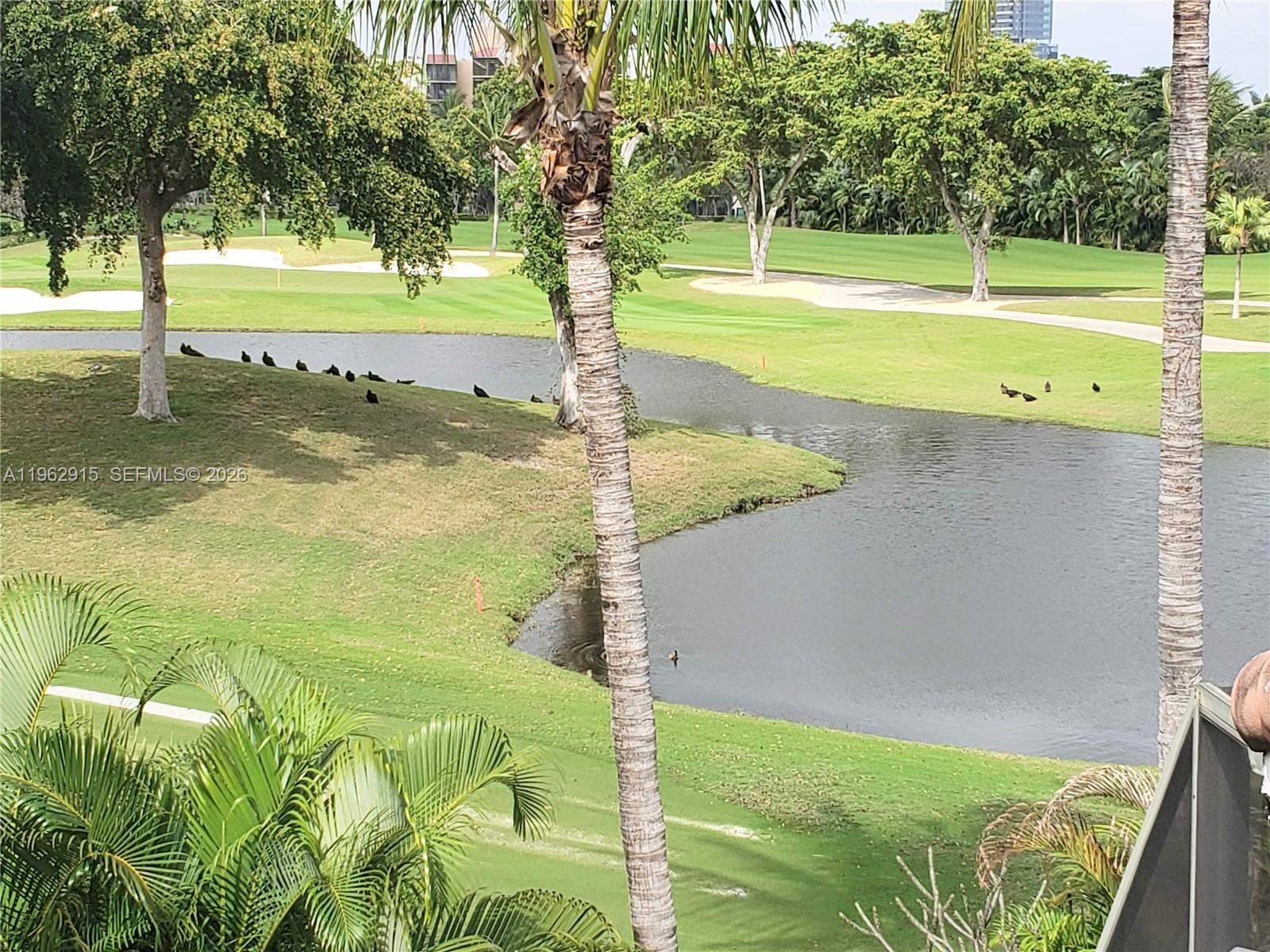 In the heart of Aventura, this two story townhome "treehouse" oasis provides the tranquil respite from the hustle and bustle of our current modern world. Freshly painted complex with a brand new tile roof. $33,000 Special Assessment will be paid in full by the Seller at closing. 

Amazing views of the Turnberry Isles Country Club golf course from the living room, screened patio, sun deck, guest bedroom, primary bedroom and balcony. Property has 3 large bedrooms each with their own ensuite bathroom. All bedrooms are light/bright with sliding glass doors. Two upstairs bedrooms have vaulted ceilings. Added loft inside upstairs guest bedroom that is fantastic extra space, (property may be more then listed square footage). It makes a wonderful office, playroom, or hang out plus there is also a sitting area in this bedroom. Eat-in kitchen also is a light space with a set of sliding glass doors, pantry and pass thru to dining room. Extra features include: interior bulk storage space, screened patio plus outdoor deck for BBQ, and accordion hurricane shutters. Community has tennis, pickleball, pool, exercise room, bulk trash, water/cable included in monthly maintenance fees. Walk to the Aventura Circle, Mall, parks, Don Soffer High School, Waterways Shoppes with Post Office Branch. Location is perfect if you want the beach, MIA, FLL, seaports, and interstate. Plus you have front row seats for the annual Aventura spectacular Independence Day fireworks show. Complex is dog friendly.
