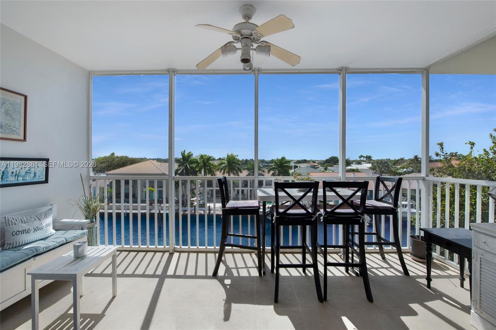 Enjoy waterfront living from this penthouse corner residence in the desirable Palm Aire at Coral Key community in Lighthouse Point. Overlooking the canal and the Intracoastal and surrounded by multimillion-dollar waterfront homes, this residence offers beautiful open water views from the balcony, the perfect place to enjoy morning coffee or Florida sunsets. The home features a spacious layout with marble flooring throughout the main living areas and carpet in the primary bedroom, great closet space, an open kitchen with abundant natural light, and impact sliding glass doors. The unit also includes an all-in-one washer/dryer for added convenience. Palm Aire offers a wonderful waterfront setting with a pool and clubhouse directly along the Intracoastal, ideal for relaxing while watching the boats go by. For boating enthusiasts, dock space may be available at $3 per foot (based on availability), with deep water access and close proximity to nearby inlets. Ideally located in Lighthouse Point, just minutes from Deerfield Beach, Pompano Beach, dining, and shopping. The fifty-year inspection has been completed and there are no special assessments, providing valuable peace of mind!