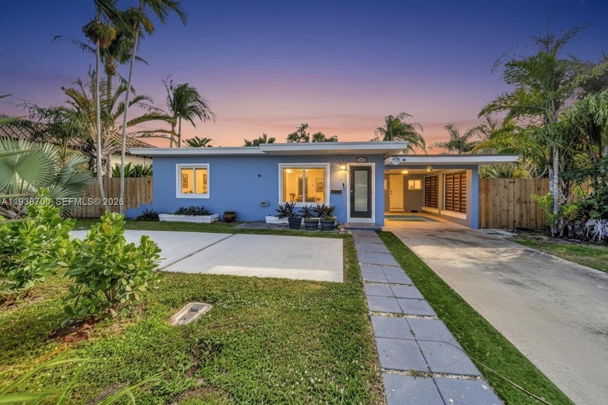 HURRICANE IMPACT WINDOWS & DOORS. ROOF 2020, NEW KITCHEN, KOSHER KITCHEN, OVERSIZED CORNER LOT/BACKYARD, NEW FENCE, NEW CIRCULAR DRIVEWAY, Ideally located minutes from the Intracoastal Waterway, this cozy 2BR/1BA home offers easy access to nearby marinas and public boat ramps. Located east of Federal Hwy and just 6 minutes to Pompano Beach Park, beaches, dining, and entertainment. Situated on an oversized 9,429 sq ft corner lot, this mid-century modern residence features 2025 upgrades including hurricane impact windows and doors, expanded driveway, Italian porcelain flooring, new fence, stainless steel appliances, upgraded kitchen and bath, interior/exterior paint, and rear storage shed. Roof 2020. Room for a pool. Additional kitchen area ideal for a scullery or secondary prep space. Surrounded by million-dollar homes. One of the most affordable single-family homes in the neighborhood.