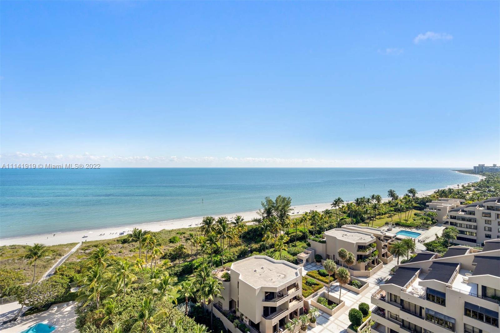 You have found your dream home from which you can watch sunrises over the ocean and sunsets over the bay! Located on a high floor, this double corner residence spans over 1642 sf (as per appraiser) & offers 180 degree views: SOUTH & SOUTH EAST- direct views of the beach & the ocean from the living areas & master bedroom, and WEST & NORTH WEST- awesome sunsets over Biscayne Bay, Coconut Grove & downtown. Natural light galore, split floor plan w/ 2 oversized master bedrooms, elegant double foyer are all valuable features. Kitchen remodeled. L-shaped dining-living area complements the general privacy & spaciousness. 
The epitome of comfortable luxury beach living & island lifestyle in one of the most exclusive full service oceanfront buildings in Key Biscayne, a few steps from the Beach.