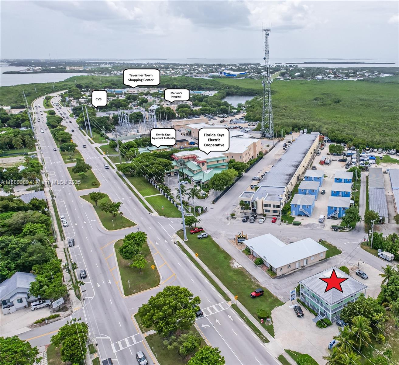 Prime Commercial Property with US-1 Frontage Strategically located in the center of Tavernier's business district, the Tavernier Business Center offers US1 visibility, and street-to-street access from Tavernier Street to the Overseas Highway (US-1). This high-traffic location is just minutes from Mariners Hospital, making it ideal for medical, dental, or professional office use with the ground floor perfect for seeing patients and the second floor suited for administrative offices. Located in a no-flood X zone and has been upgraded with Impact-resistant windows and doors. This property operates as a ''We Share Office'' model, offering short-term, flexible rentals, a income-producing asset with minimal vacancy risk and future growth potential.