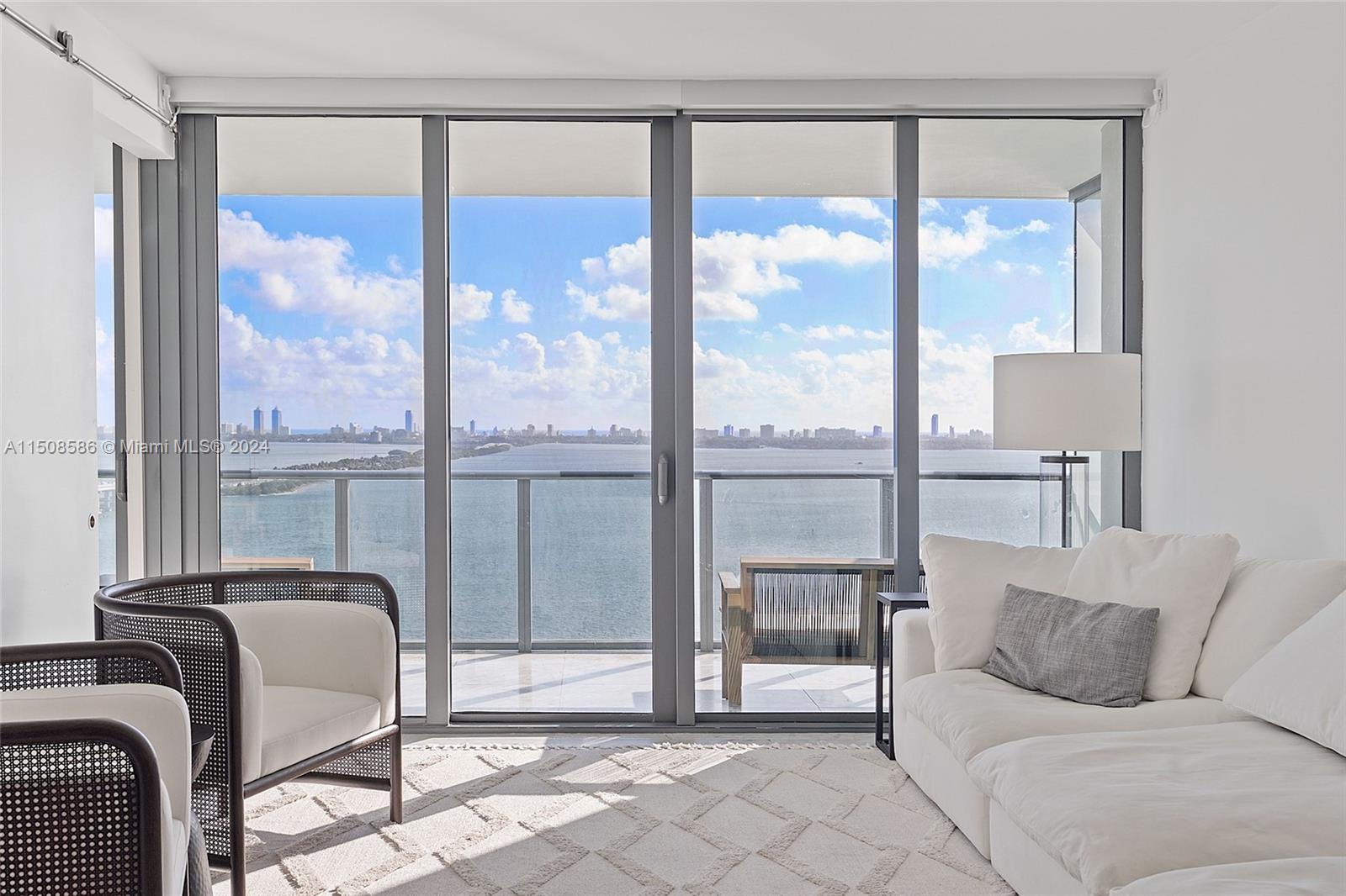 AVAILABLE 02/20 THROUGH 12/31 ONLY! Spectacular unobstructed views of Biscayne Bay and Miami Beach facing East plus entertaining Miami city views West. Fall in love with this fully and exquisitely furnished 3Bd/4Ba + Den unit. Access from your private elevator/foyer into the spectacular views from an Italian-cabinetry open-kitchen and dining/living with breathtaking views of Miami's waterways. Ample balcony with access from the living area and Master bdrm fill this unit with natural light throughout. Each additional bedroom has its private bathroom too. High-end meticulously maintained furnishings and marble flooring. Remote-controlled window treatments. In one of the best buildings filled with resort-style amenities, spa, state of the art gym.