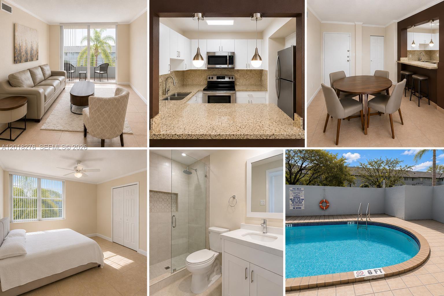 Beautifully updated 1-bedroom, 1-bath apartment centrally located in the heart of Miami with easy access to all major highways and just 7 minutes from Miami International Airport.
This well-maintained residence features a newer air conditioning system, impact bedroom windows and hurricane shutters for sliding glass for added peace of mind. The kitchen is appointed with granite countertops and opens to a cozy dinette area with a breakfast bar, perfect for casual dining and entertaining.
The spacious primary bedroom offers ample closet space, while the updated bathroom includes a modern walk-in shower. Additional highlights include a dedicated office space, informal dining area, and an inviting layout filled with natural light.
Residents enjoy access to a brand-new community pool, one assigned parking space, and guest parking. Conveniently situated near shopping, dining, schools, and entertainment, this apartment offers the perfect blend of comfort, style, and location.
Move-in ready and ideal for homeowners or investors alike.