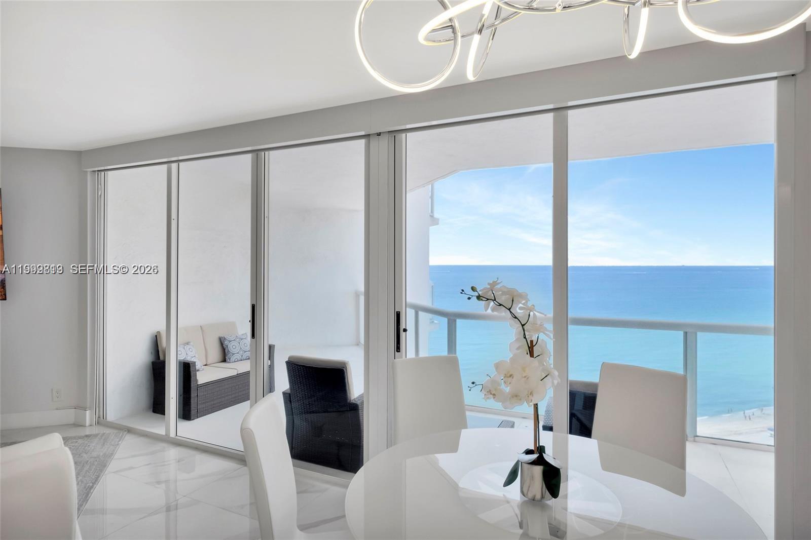 2 bedroom 2 baths plus Den oceanfront condo at the Oceania in Sunny Isles Beach. 2 Assigned parking garage for 2 cars. White marble interiors and ocean views from every room. Fully furnished and fully remodeled unit with a split floor plan and a second living space (DEN) with a pull out Murphy bed that can also be used as an office. This unit comes fully furnished ready for occupancy. Enjoy direct views to the beach, expansive balcony, and a first-class selection of amenities from a spa, salon, private beachfront restaurant, basketball court, racquetball court and beachside services. Cable/utilities are included. 2 parking spaces included.