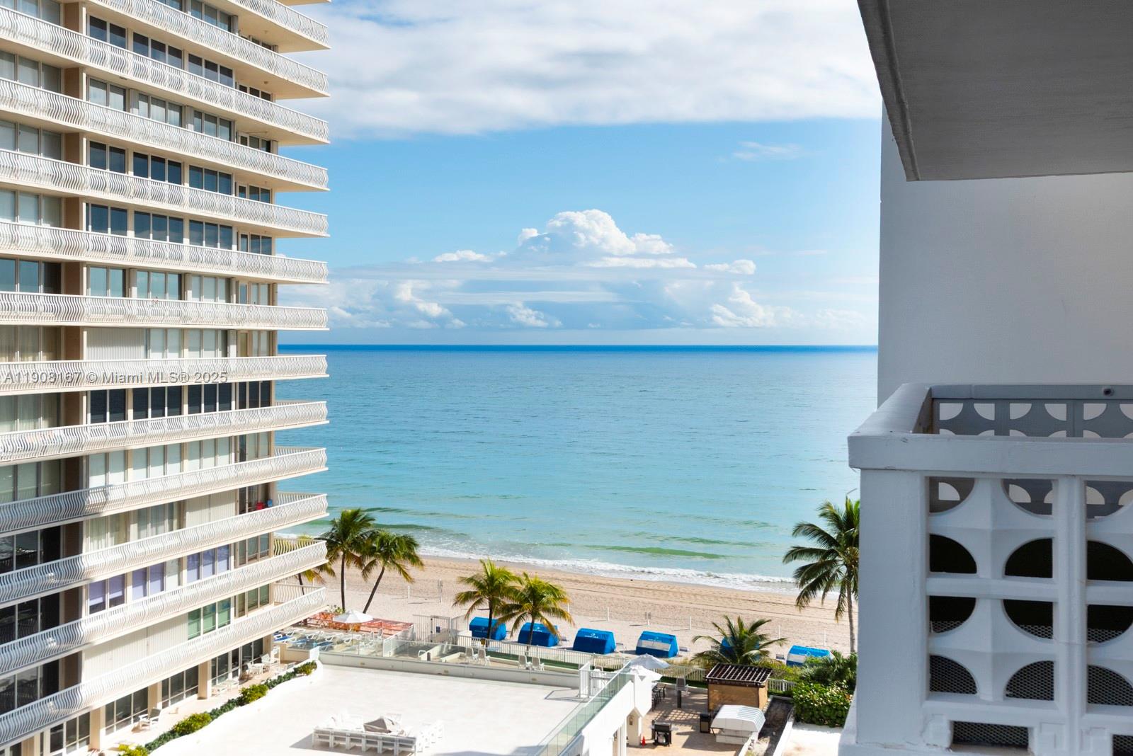 Impeccably renovated 1BR/1BA in a full-service oceanfront building directly on the sand. Ideal as a luxury residence or serene retreat, this bright home showcases captivating ocean & Intracoastal views, open designer kitchen with quartz countertops, sleek cabinetry, and top-tier appliances. The bath features a luxurious walk-in shower with glass enclosure and designer finishes, plus in-unit washer/dryer, custom closet built-ins, and three modern ceiling fans for added comfort. The building has completed major upgrades--new roof, sprinklers, new hallways, and a stunning new lobby coming soon with new elevators nearing completion. Enjoy unparalleled amenities: heated oceanfront pool, BBQ area, renovated clubhouse, state-of-the-art gym, 24-hr security, storage, and convenient to everything.