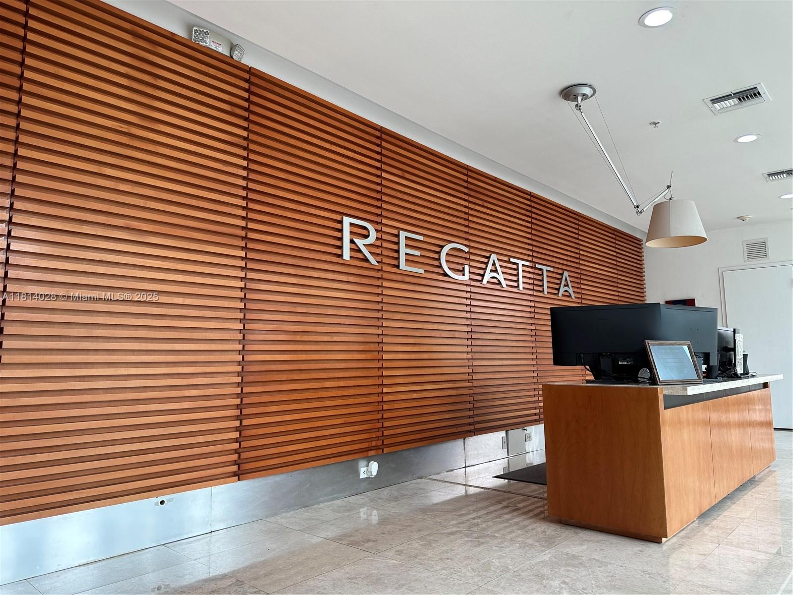 REGATTA! PHENOMENAL sunset  & Miami skyline views from this beautiful 2Bedroom/2Bath unit!  Tall ceilings and full length impact doors for incredible light. Large balcony to entertain and enjoy! Convenient to shops, and 1 block to the beach.