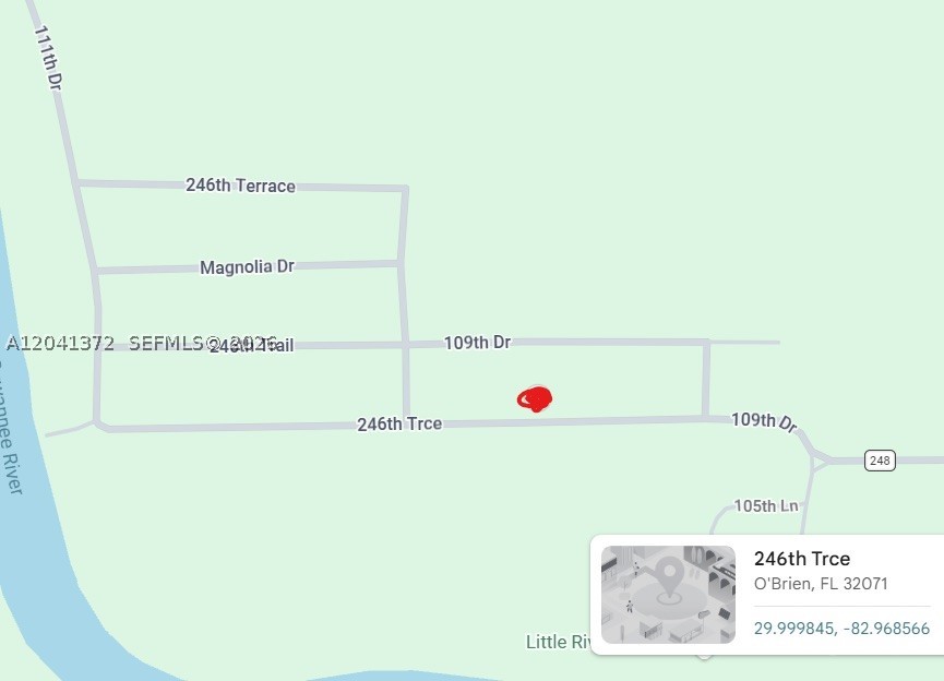 legal description for the land: LEG LOT 162 CAMP O THE SUWANNEE ORB 2386 P 46-47 WD YR 2023
Parcel ID: 3605S13E09222001620

Lot 162, 246th Trace
O’Brien, FL 32071

Cash only please see broker remarks