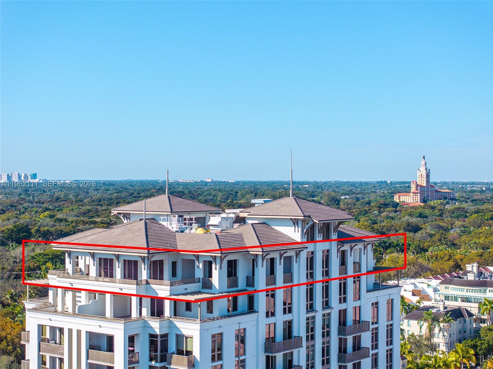 A rare opportunity at Villa Valencia: this full-floor, builder-ready 4-bed, 5.5-bath penthouse residence offers nearly 11,000 SF total, including approximately 4,000 SF of open terrace space designed for elevated outdoor living. Enter via direct elevator to a private foyer, opening to a dramatic living area framed by 10-ft floor-to-ceiling glass doors and windows, showcasing breathtaking vistas of the City Beautiful and the Granada Golf Course.

Delivered as a blank canvas, the home is primed for a buyer to bring their vision to life. The expansive wraparound terraces are envisioned with summer kitchen, wet bar, and pool-in-the-sky potential, creating seamless indoor-outdoor flow. The sweeping floorplan includes a lavish primary suite with immense his-and-hers closets and a sumptuous spa bath. The residence is wired for modern home entertainment technology.

Villa Valencia, a boutique building of just 39 residences, is distinguished by world-class amenities including a resort-style pool deck, spa, state-of-the-art fitness center, four lounges, library, game room with golf and F1 simulators, and resident kitchens and dining rooms. Available separately: private poolside cabana with jacuzzi, full bath, living room, and kitchenette; two-car garage. A unique opportunity to create a custom masterpiece at this exclusive Gables address.