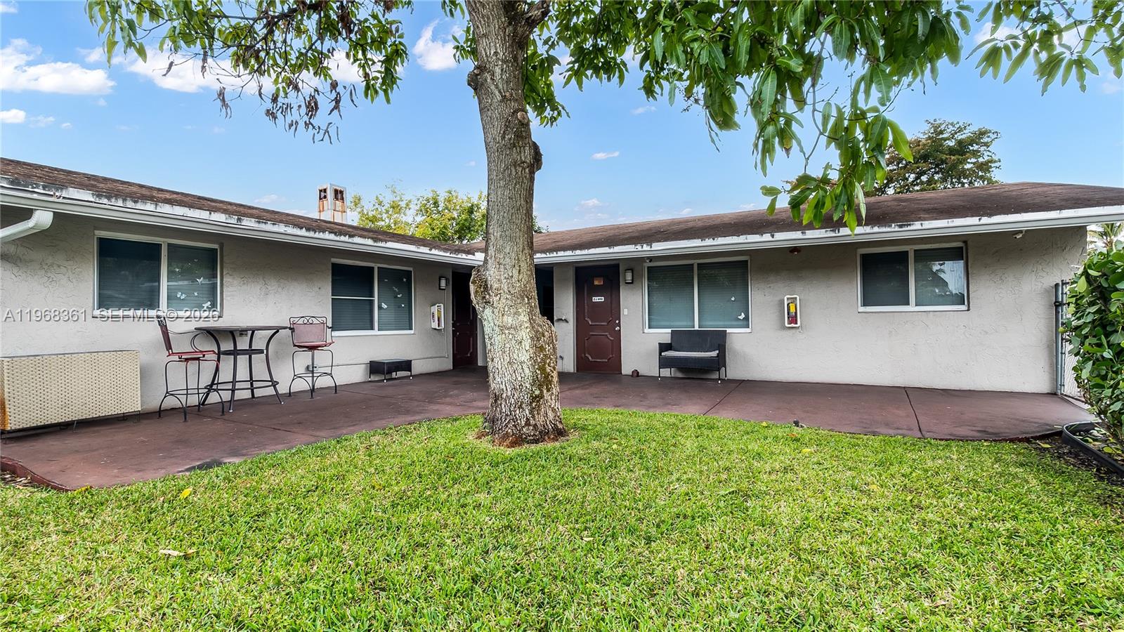 Turn-key 7BR/5BA **Tri-Plex** ideal for income or licensed care use! Zoned for **7 bed Group Home* (14 bed total) , this fully furnished property is move-in ready and built for safety, durability, and efficiency. Features a **new Generac generator** with underground propane tank (approx. 3-day supply during power outages), hard-wired fire alarm and full fire sprinkler system throughout. Commercial kitchen equipped with hood, grease trap, fire suppression system & all required appurtenances—perfect for high-capacity meal service. Impact windows provide storm protection and insurance benefits. Property also includes closed-circuit video surveillance, separate laundry area, dedicated office space, and additional storage rooms. Covered rear patio with new patio furniture offers comfortable outdoor space for residents or guests. All bedrooms are fully furnished with two twin beds, dressers, and nightstands. Completely furnished and turnkey—ideal for assisted living, transitional housing, sober living, or income-producing rental opportunity. Strong cash-flow potential with multi-unit layout. Rare opportunity to acquire a compliant, income-ready property with major infrastructure upgrades already in place.