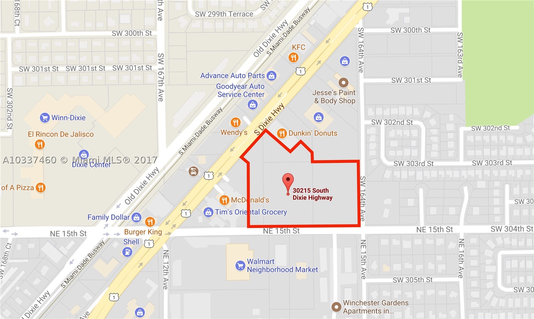 Rare opportunity to purchase 8.5 AC at a strategic location with Frontage on U.S. 1 and SW 304 Street, across the street from City of Homestead Boundary line. Zoned BU-1A perfect for retail, service facilities or specialized commercial uses. Join McDonalds, Wendy’s, Dunkin Donuts and car dealerships. Multitude of possibilities. See attachments for all permitted uses. The South end of Miami-Dade County is growing with no end in sight. Large Parcels of land with frontage on a major highway are becoming scarce. This could be your opportunity. Don’t miss it! Multiple Folio Sale  3079070160200; 3079080060130; 3079080060120; 3079080060082