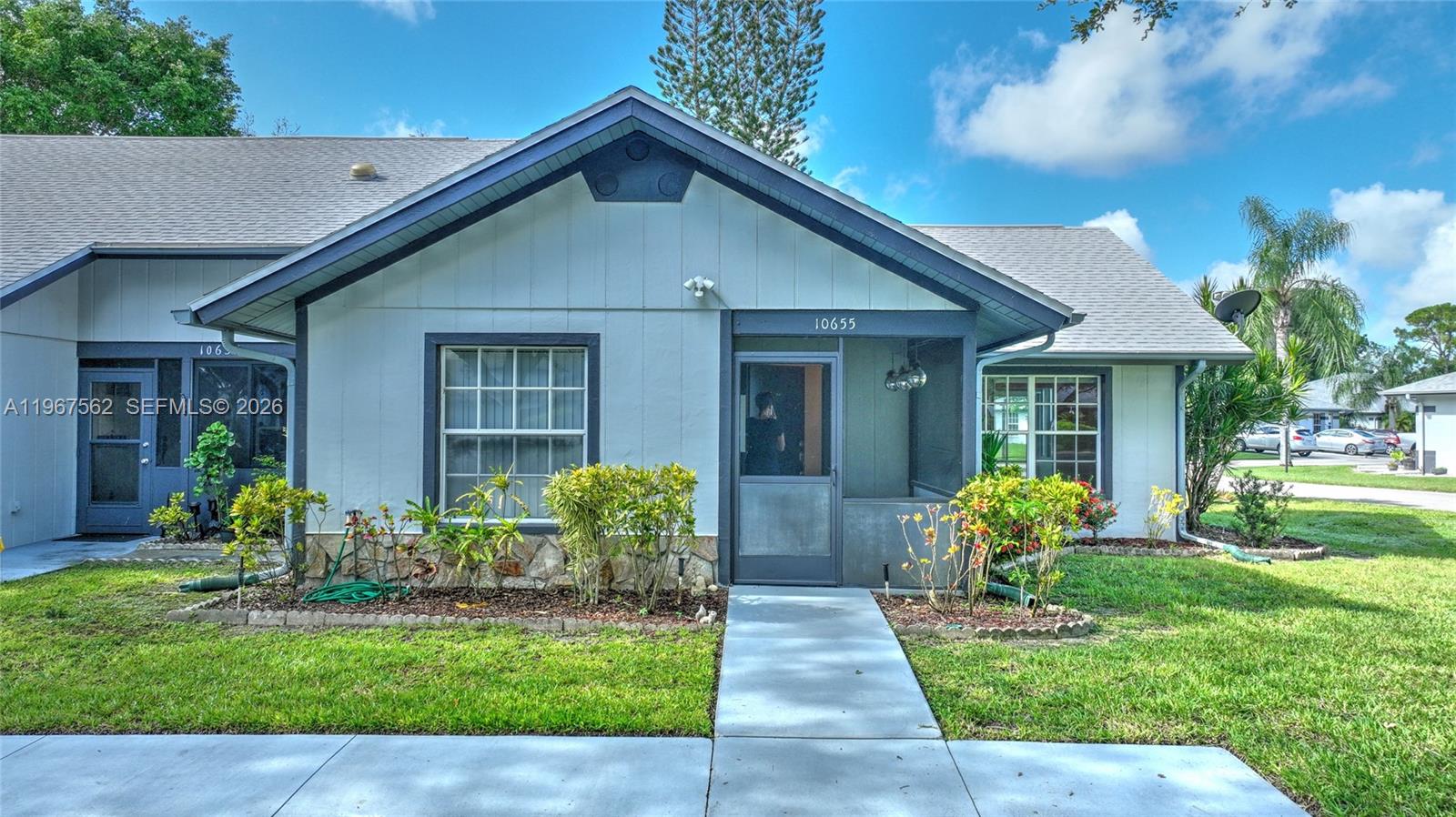 Very motivated seller!!! Welcome to your ideal retreat in a vibrant 55+ community! This charming 2 bedroom, 2 bath home offers the perfect blend of comfort and convenience. Nestled in a peaceful corner unit, you'll enjoy unparalleled privacy and tranquility. The home features an enclosed patio that effortlessly expands your living space, making it perfect for relaxation. Step into the master bathroom and discover a newer Jacuzzi tub. Brand new roof was just replaced by the HOA. Beyond this home, you'll find a refreshing community pool, perfect for leisurely swims or social gatherings. With its close proximity to an array of dining and shopping options, this home is more than just a home - it's your gateway to an exciting new chapter filled wth comfort and ease.