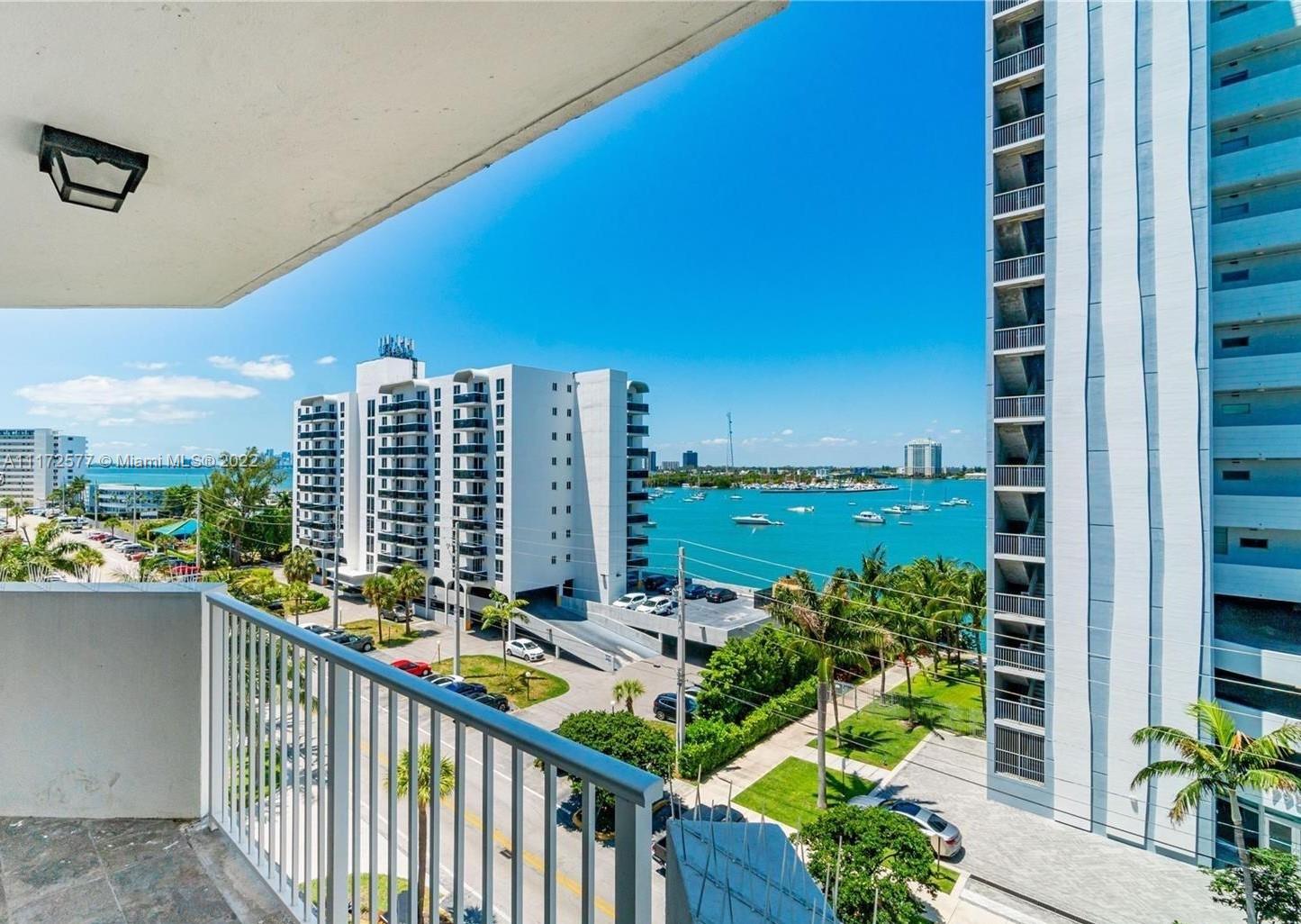 Water views of Biscayne Bay from every room! Beautifully upgraded 2 BR, 2 BA, 2 balconies in Bay- front Magaluf
Towers, a boutique building w/ only 34 units, 4 units p/floor. This condo features modern NEW light-gray laminate
waterproof floors, remodeled kitchen w/ light wood cabinets, Granite counters & Stainless Steel appliances, opened
to the living-dining room, remodeled baths & two custom-made closets w/ wood shelves. Hurricane Shutters, tank
less water heater, assigned covered parking under the bldg. & Guest parking in front of the bldg. One Laundry
room p/floor. Beautiful Bay front pool.