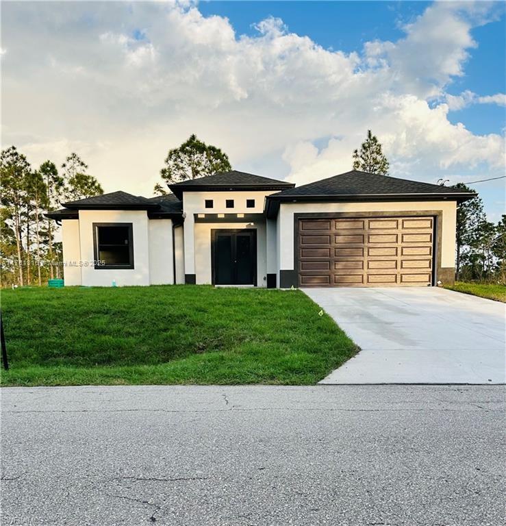 Discover this exceptional new construction 4-bedroom, 2-bathroom, two-car garage home situated on half an acre lot. Designed for modern living, this 1,882 sqft residence features a spacious open floor plan with 10-foot high ceilings and tile flooring throughout the house, Impact windows and doors, the kitchen is equipped with quartz countertops, porcelain sink, and stainless steel appliances, while the master suite offers his and her walk-in closet and a bathroom with dual shower heads and dual sinks. Additional features include an irrigation system, a screened lanai with a summer kitchen, tiled flooring in the lanai and porch, and a large backyard with plenty of space for all your outdoor activities and room for pool. The water system includes a softener, filter, and aerator tank.