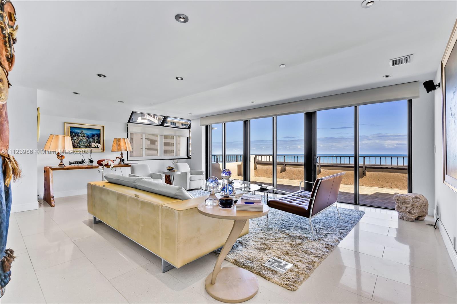 UNIQUE SLOPE! Direct oceanfront NE corner slope unit at exclusive beachfront Oceansound at Key Colony. This unique slope is two units combined featuring 2 separate terraces, 4BR, 4.5BA & 3,143 SQFT. Open kitchen w/ water views, Gaggenau & Miele appliances, ice maker & wine cooler. Automated blinds throughout. Two separate master bedrooms, one with direct ocean view. 2 parking spaces. Oceansound offers Direct Beach Access with lounge chair & umbrella service, a private pool & gym, Oceanfront pool with al fresco dining, Golden Hog Market Place, Ceci's spa, 12 Tennis Courts, Lap Pool, BBQs, Children's Playground and more.