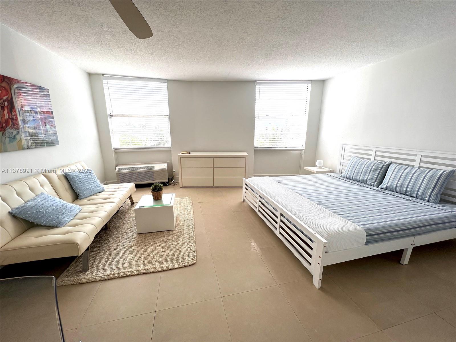 Fully & tastefully furnished spacious studio unit in the heart of South Beach: available now for rent. Enjoy this fantastic unit which overlooks the quiet Pennsylvania Ave. The building is secured, has laundry facilities, and is located in the heart of South Beach, just steps away from South Pointe, dining, Ocean Drive, and the beach is only 2 blocks away.