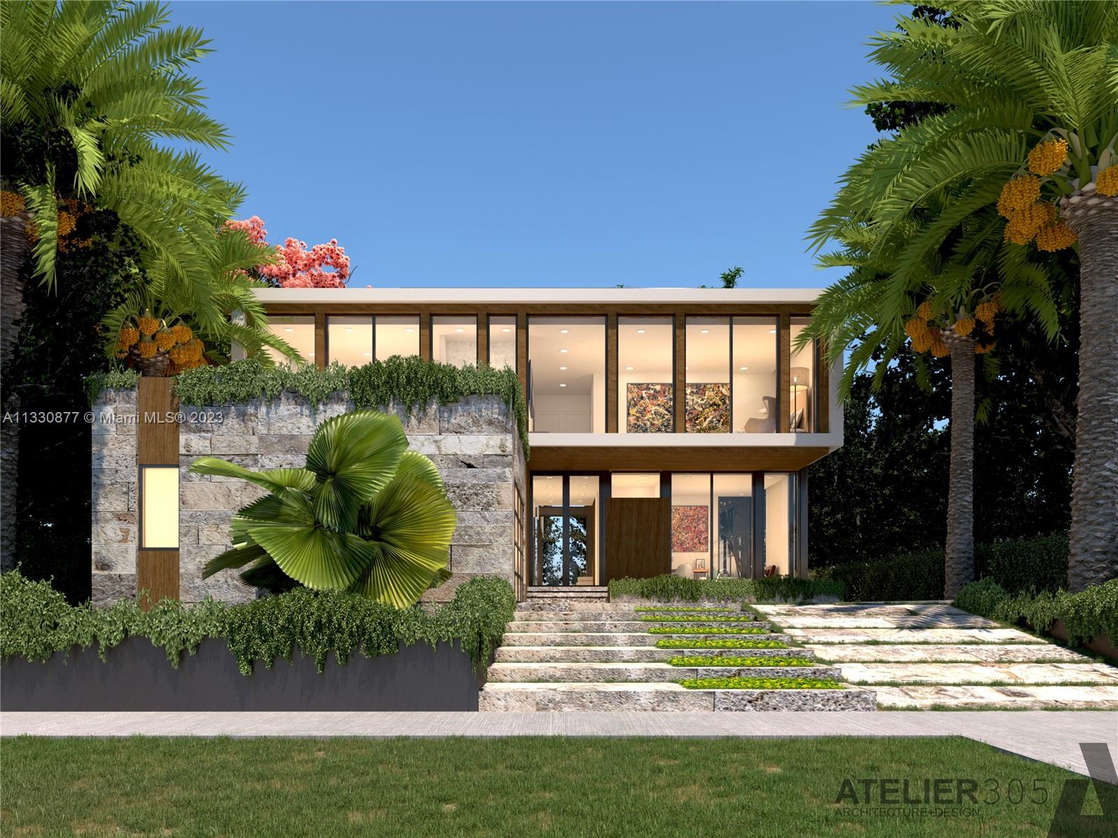Luxury & Location – This Modern Tropical Oasis (5 bed, 6.5 baths, 5,200 under AC, 6,932 gross sqft) Over-looks Miami Beach Golf Course, 10-minute walk to shops and cafes of world-famous Lincoln Road. Sun-filled living and dining space boasts skylights, custom- made hurricane impact store front windows, fine European floorings, Italian Boffi Kitchen, Sub-Zero Wolf appliances, Hansgrohe Axor, Graff fixtures and lofty ceilings (10ft - 22FT). Wood wrapped floating steps lead to the Master Suite with private terrace and unobstructed views of the golf course. Junior-suite with a private balcony overlooks the pool, while the roof top terrace offers panoramic views of sunrise and sunset. Entertainers delight with pool, hot-spa, and summer kitchen w/ gas BBQ. Completion Q3 2023.