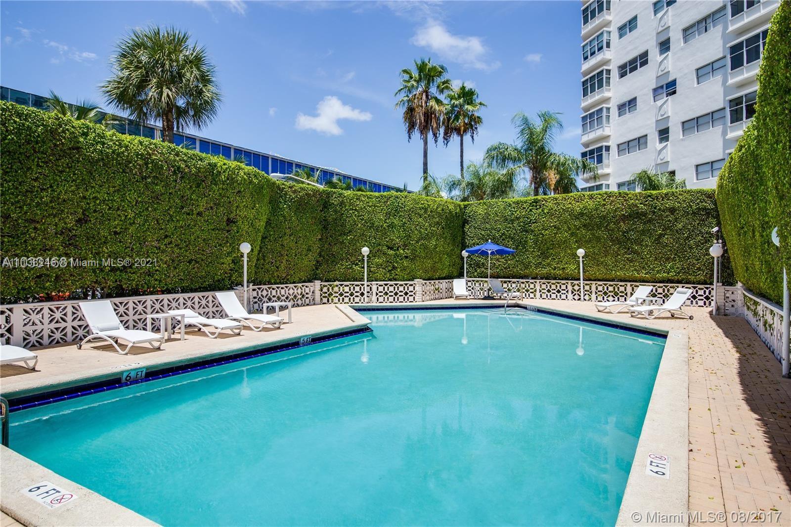 Great Location- spacious 1 bedroom with den 2 bath(easily converted back to a 2 bedroom)Enjoy breathtaking city and sunset views from this bright spacious unit. Impact windows, newer AC washer/dryer in unit.  Just steps to the beach and lincoln road. Pool, parking and gym.
Building has reserves- Front  desk/24 hour valet onsite management, Great rental potential Pets allowed up to 75lbs -