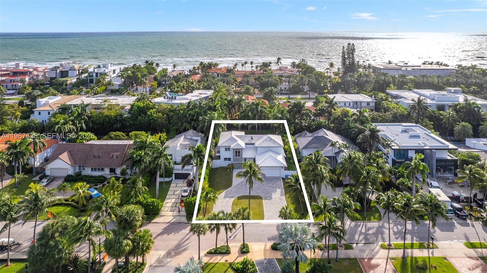 Welcome to Golden Beach, an exclusive, police-guarded community offering residents a private beach, parks, and tennis courts. This 11,250 sq ft estate is perfectly positioned across from a serene private park and charming palm tree-lined sidewalks. Inside, the home greets you with a grand foyer, impressive ceiling heights, and spacious rooms designed with an ideal family-friendly floor plan. The stunning backyard boasts a massive private pool, perfect for relaxation and entertaining. Experience the best of luxury living in prime Golden Beach.