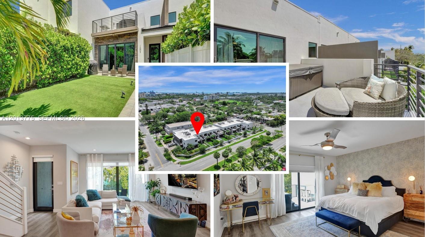 Experience modern Fort Lauderdale living in this beautifully designed 3-bedroom, 2.5-bath townhome built in 2019, ideally located east of US-1 just minutes to Las Olas, Fort Lauderdale Beach, FLL Airport, and downtown.

This light-filled home features an open-concept layout with sleek Italian cabinetry, quartz countertops, and a custom bar area with built-in wine refrigerator—perfect for entertaining. Designer finishes throughout include a modern staircase, custom closet built-ins, and curated details that elevate both style and functionality. Impact windows and doors provide added storm protection, energy efficiency, and peace of mind.

Step outside to a private, fully fenced yard with pet-friendly turf, ideal for low-maintenance living. Unwind upstairs on the west-facing balcony featuring a hot tub—perfect for taking in gorgeous Florida sunsets.

Additional highlights include a 2-car garage, room for 2 cars in driveway and generous storage.

Offered fully furnished for a turnkey opportunity. Recently reduced for a quick sale—delivering exceptional value for newer construction in a prime East Fort Lauderdale location.